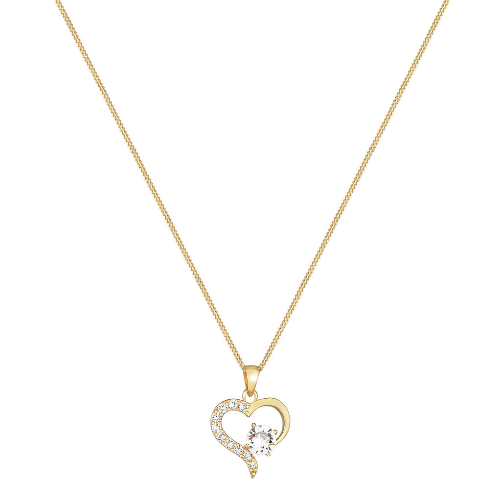 Gold - Elli | Halskette Herz | Mit Kristallen von Swarovski® (Weiß) | 925 Sterling Silber vergoldet