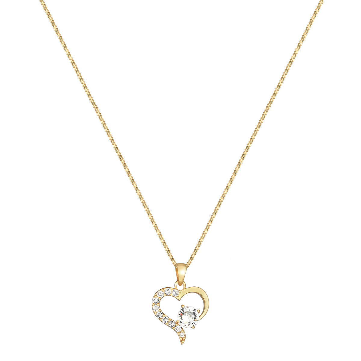 Gold - Elli | Halskette Herz | Mit Kristallen von Swarovski® (Weiß) | 925 Sterling Silber vergoldet