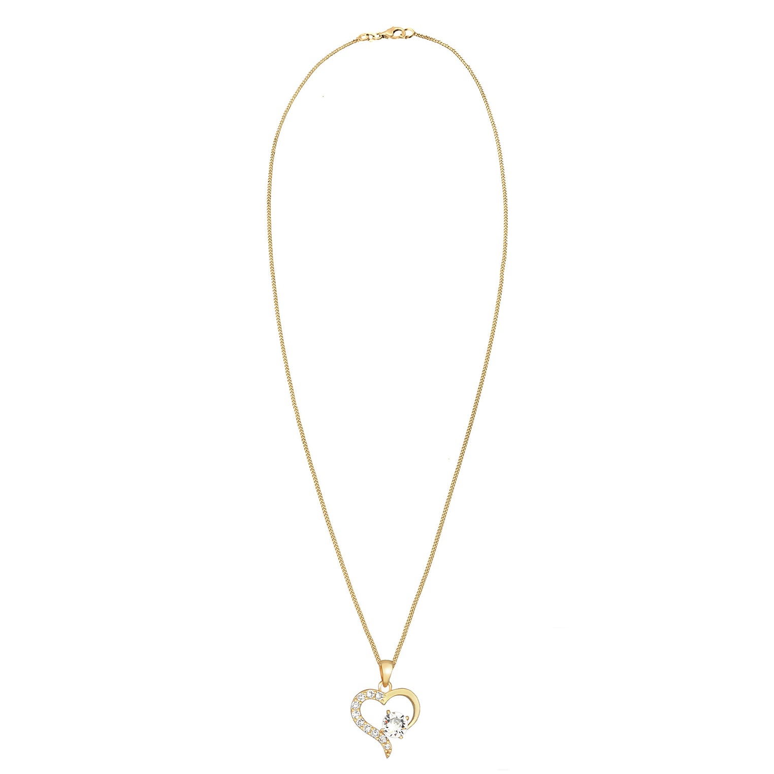 Gold - Elli | Halskette Herz | Mit Kristallen von Swarovski® (Weiß) | 925 Sterling Silber vergoldet