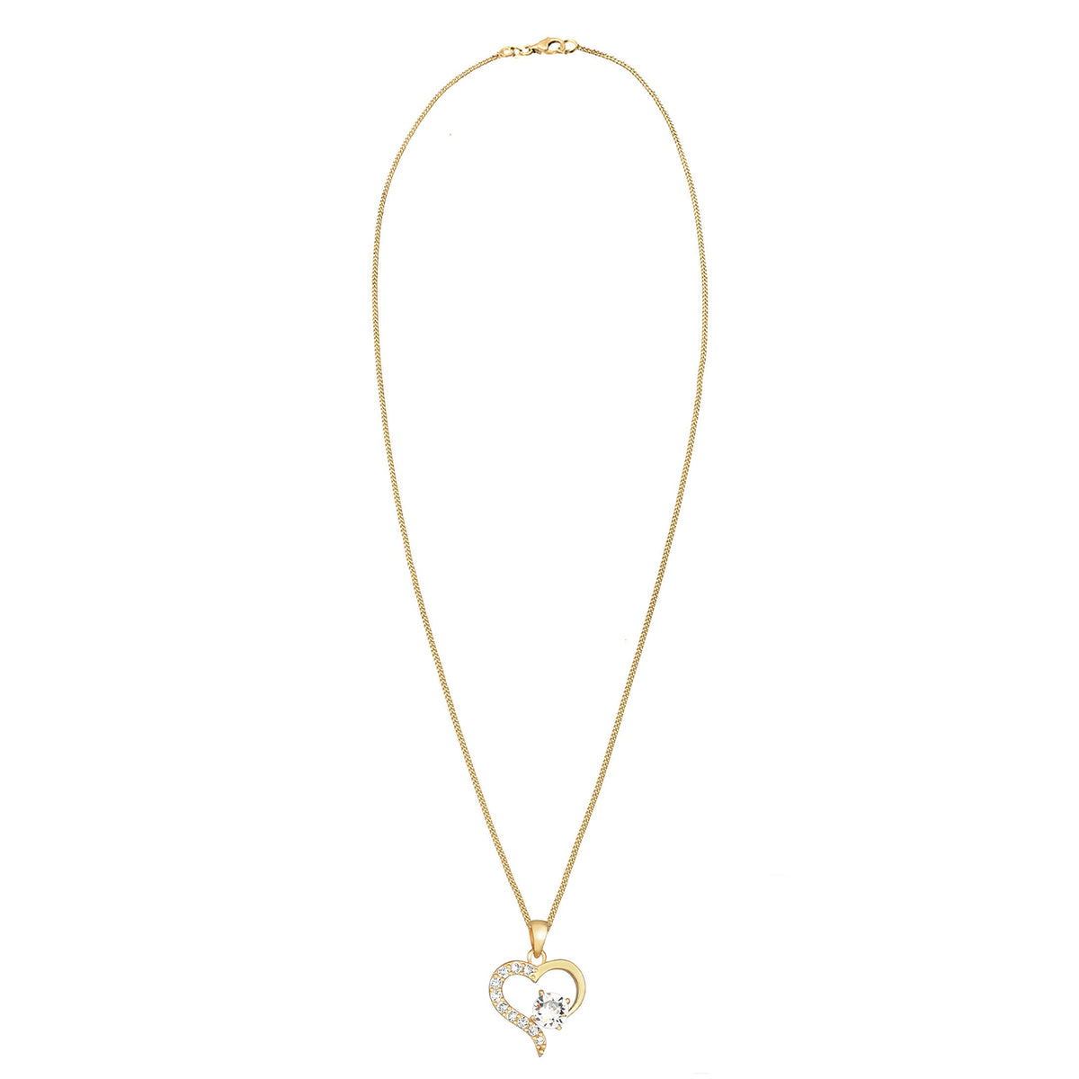 Gold - Elli | Halskette Herz | Mit Kristallen von Swarovski® (Weiß) | 925 Sterling Silber vergoldet