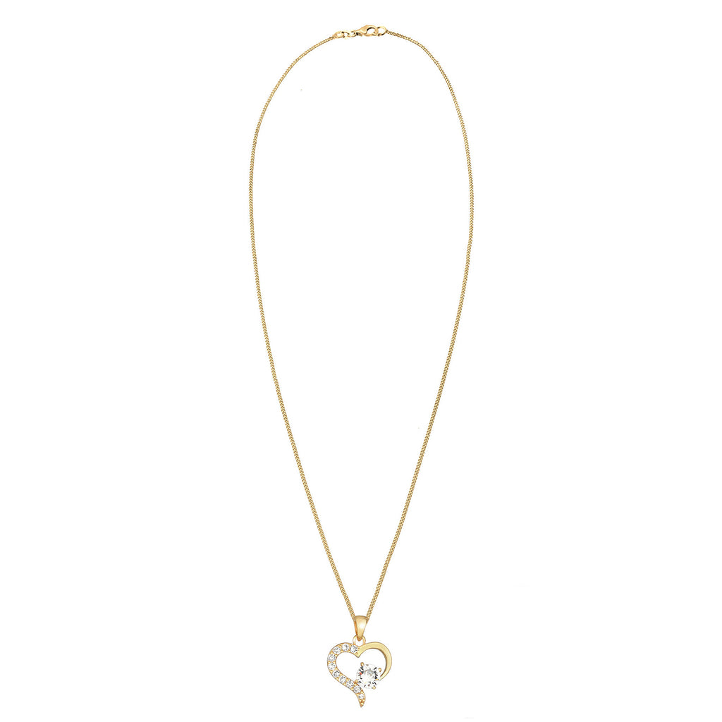Gold - Elli | Halskette Herz | Mit Kristallen von Swarovski® (Weiß) | 925 Sterling Silber vergoldet