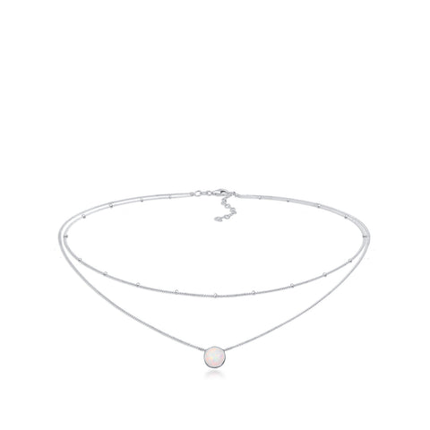 Silber - Elli | Choker | Opal (Weiß) | 925er Sterling Silber