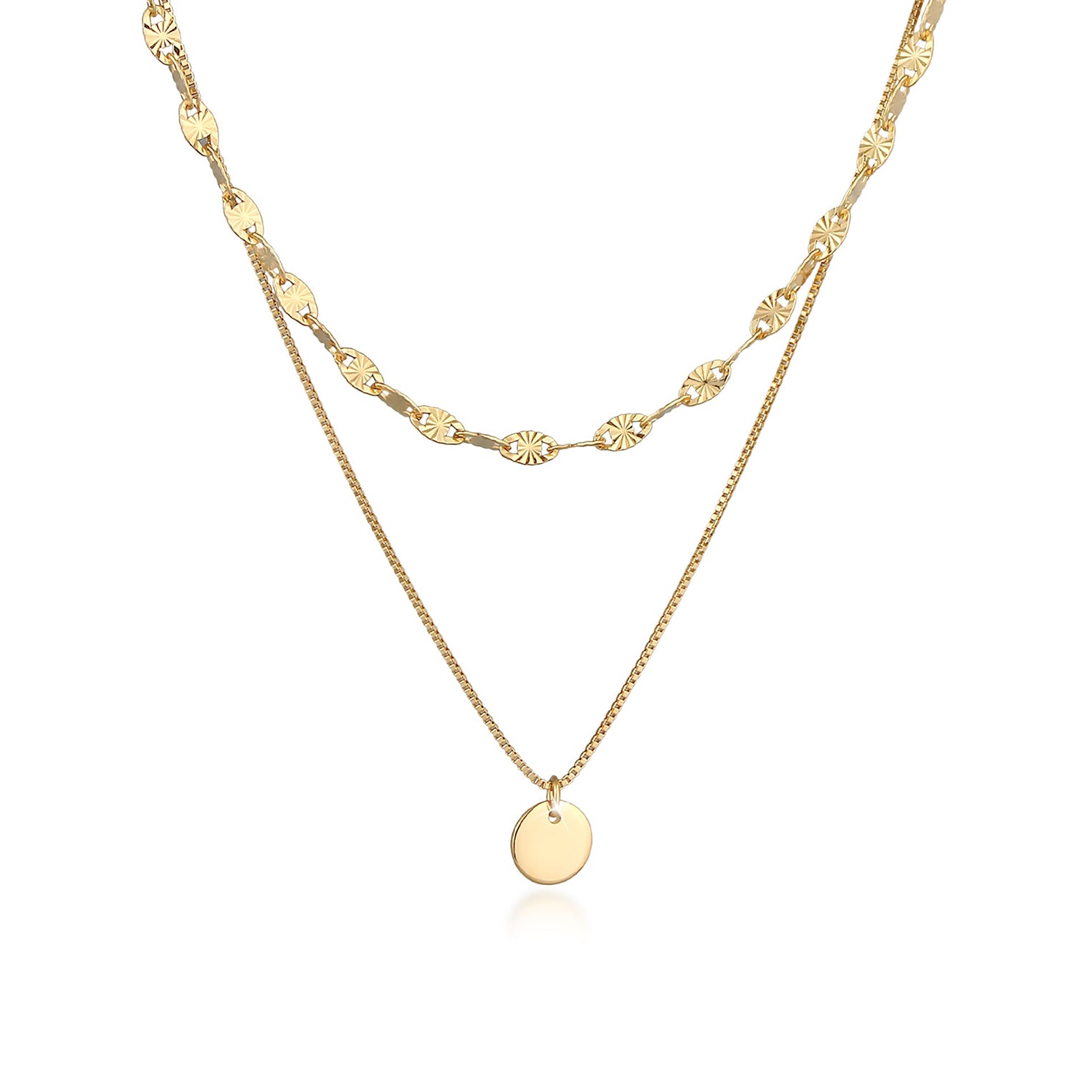 Gold - Elli PREMIUM | Vintage-Layer-Halskette | 925 Sterling Silber vergoldet