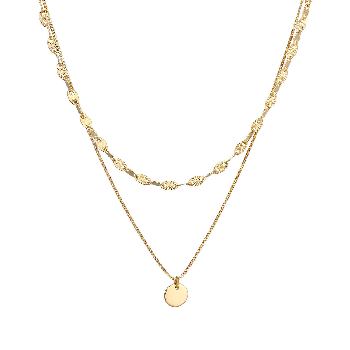 Gold - Elli PREMIUM | Vintage-Layer-Halskette | 925 Sterling Silber vergoldet