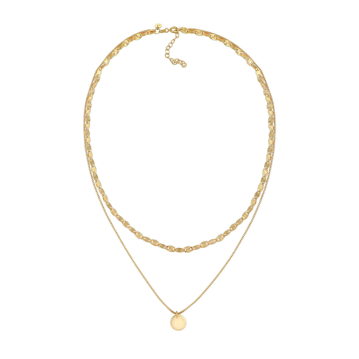 Gold - Elli PREMIUM | Vintage-Layer-Halskette | 925 Sterling Silber vergoldet