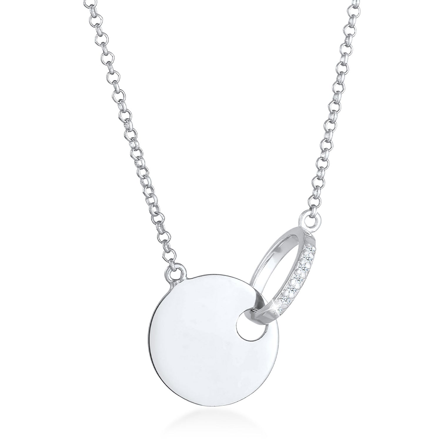 Silber - Elli DIAMONDS | Halskette Geo | Diamant ( Weiß, 0,035 ct ) | 925er Sterling Silber