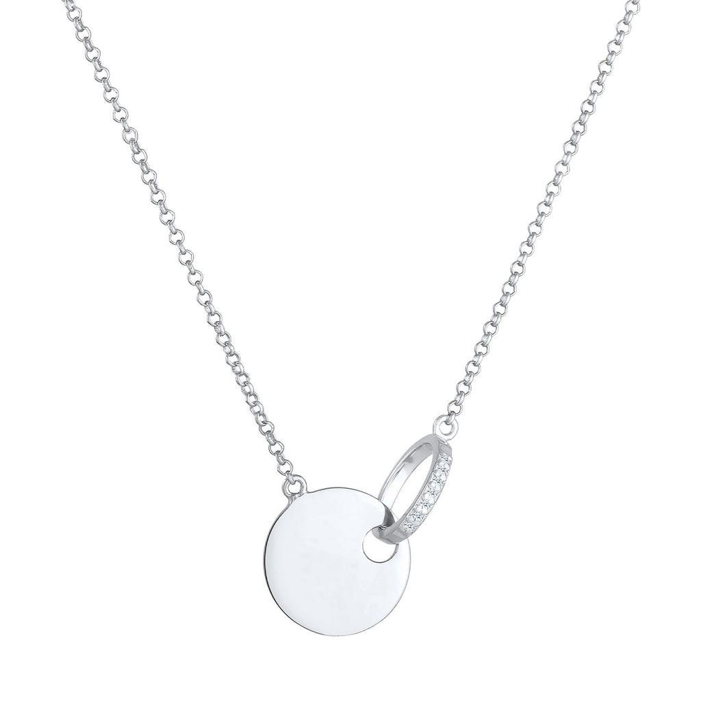 Silber - Elli DIAMONDS | Halskette Geo | Diamant ( Weiß, 0,035 ct ) | 925er Sterling Silber