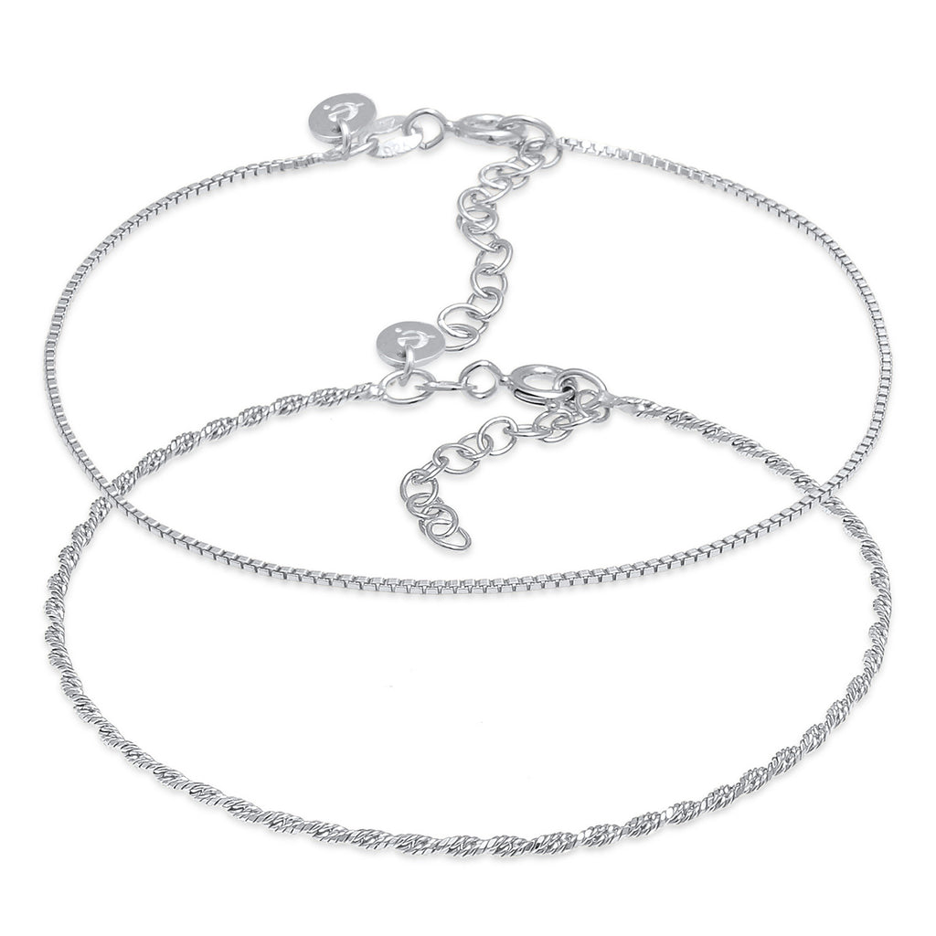Silber - Elli PREMIUM | Kordel-Armbandset | 925er Sterling Silber