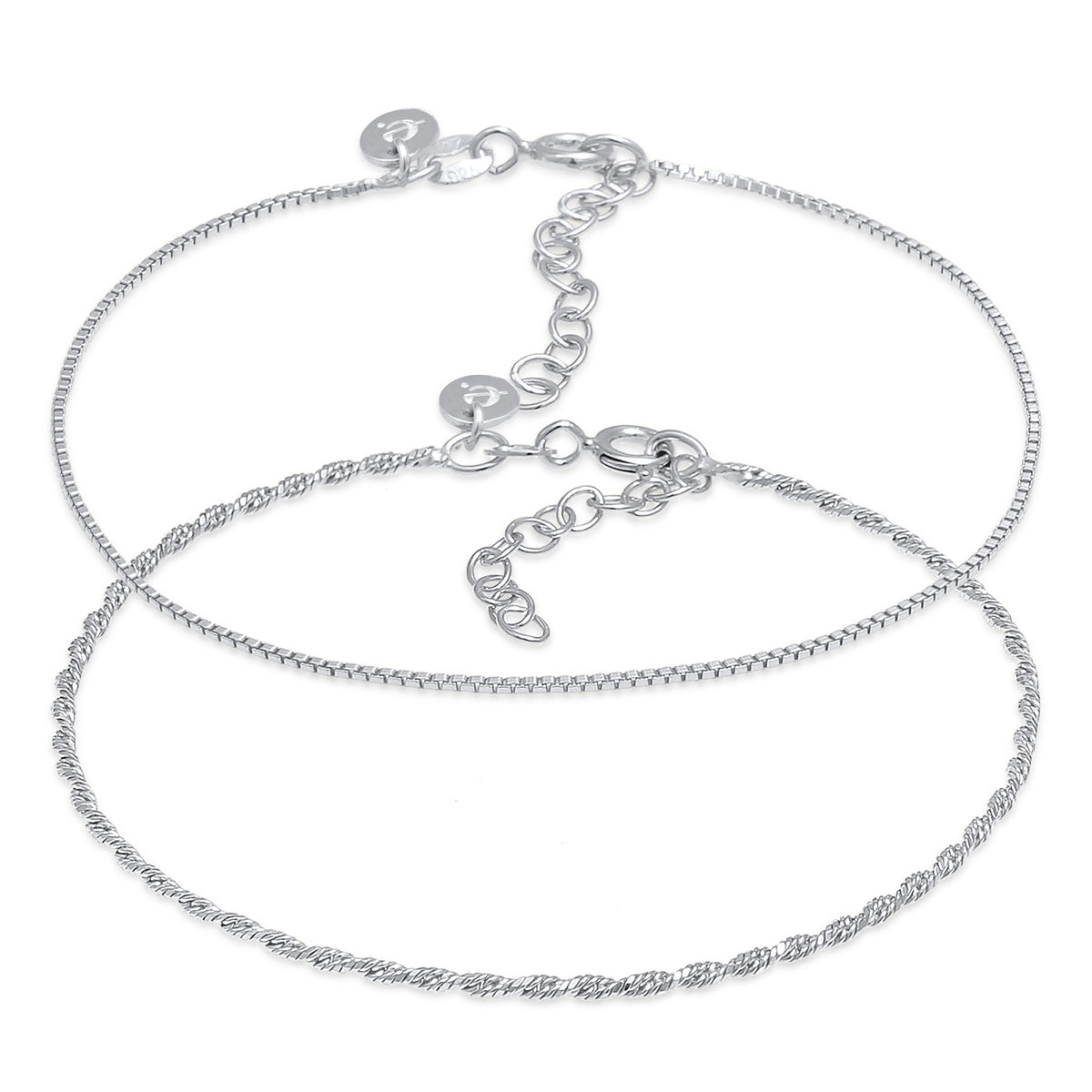 Silber - Elli PREMIUM | Kordel-Armbandset | 925er Sterling Silber