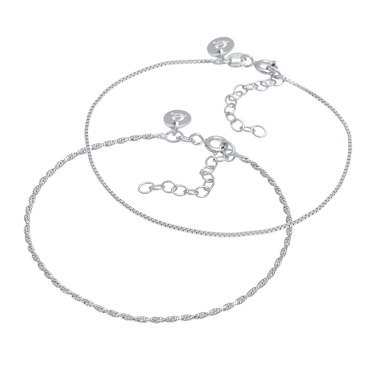 Silber - Elli PREMIUM | Kordel-Armbandset | 925er Sterling Silber