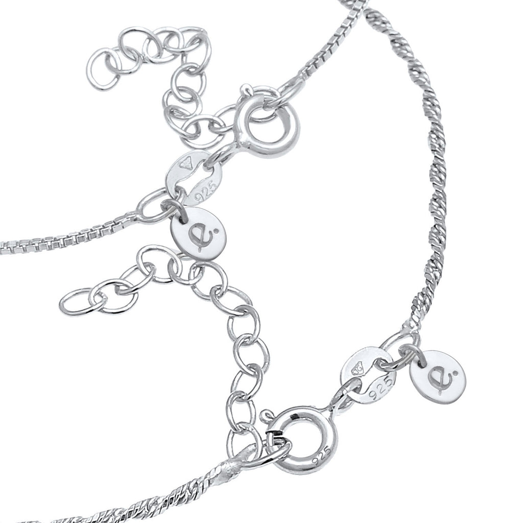 Silber - Elli PREMIUM | Kordel-Armbandset | 925er Sterling Silber