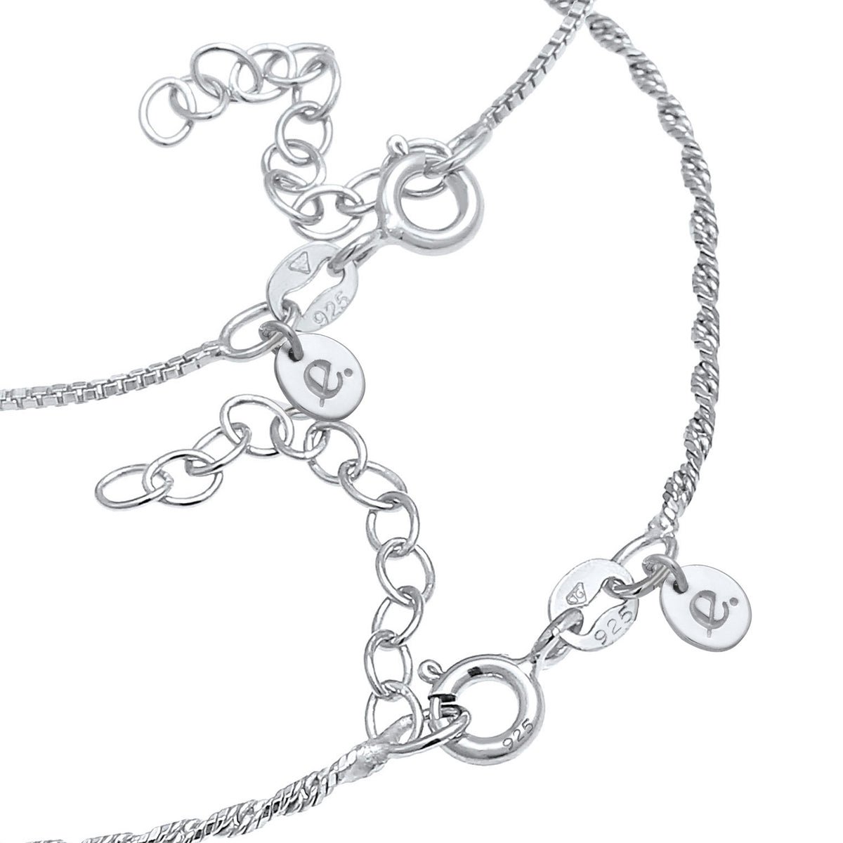 Silber - Elli PREMIUM | Kordel-Armbandset | 925er Sterling Silber
