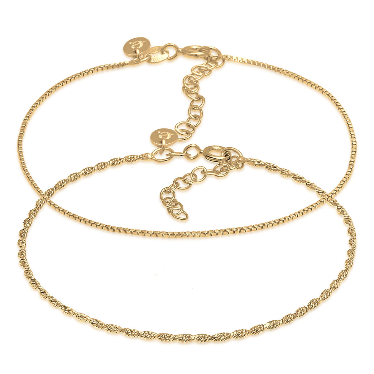 Gold - Elli PREMIUM | Kordel-Armbandset | 925 Sterling Silber vergoldet