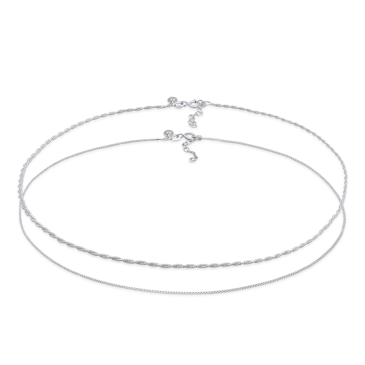 Silber - Elli PREMIUM | Kordel-Halskettenset | 925er Sterling Silber