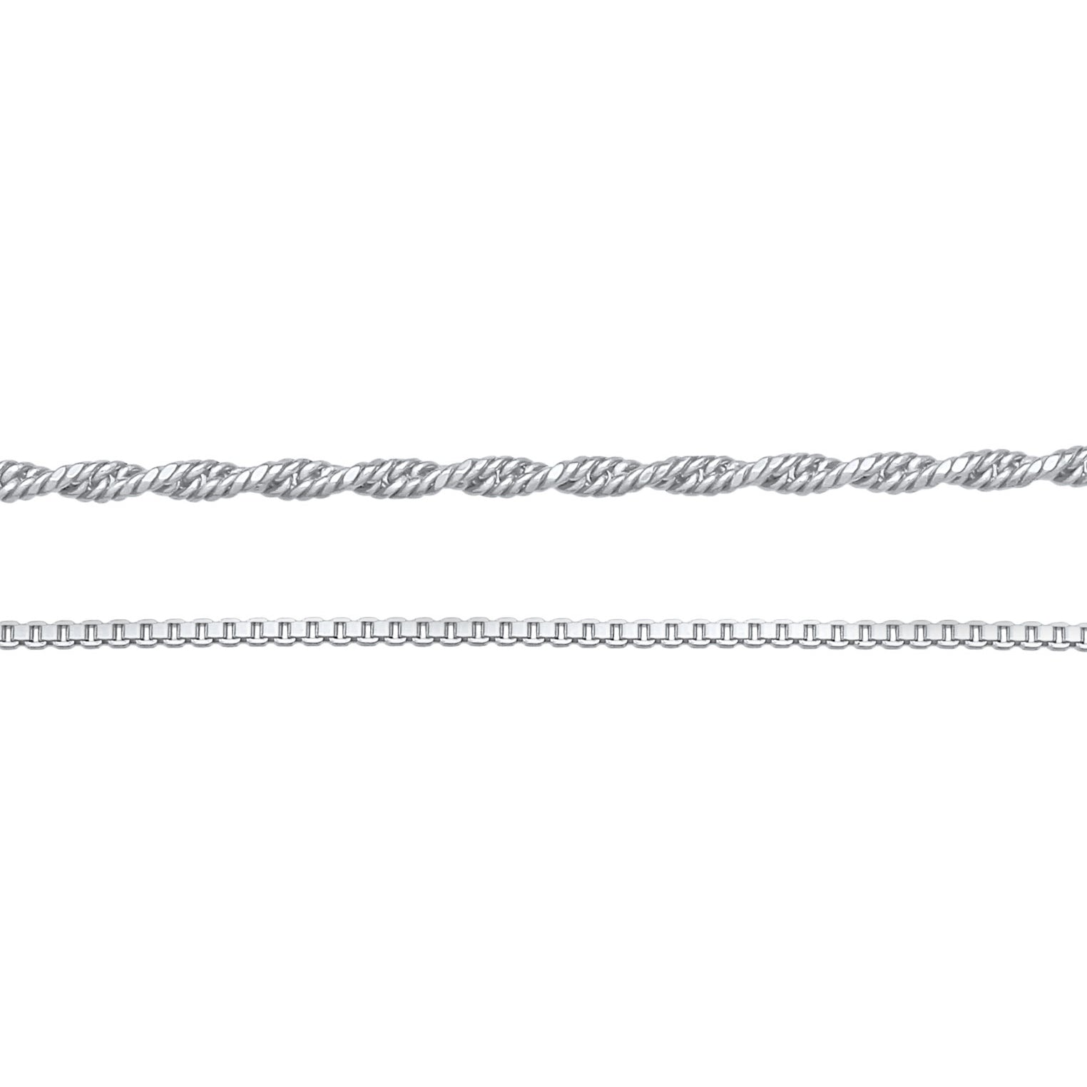 Silber - Elli PREMIUM | Kordel-Halskettenset | 925er Sterling Silber