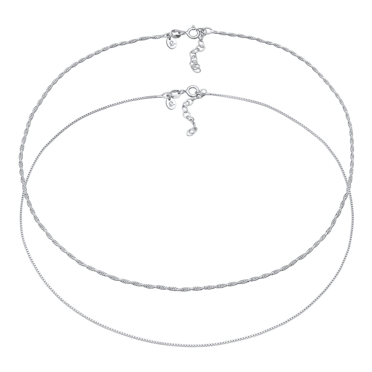 Silber - Elli PREMIUM | Kordel-Halskettenset | 925er Sterling Silber