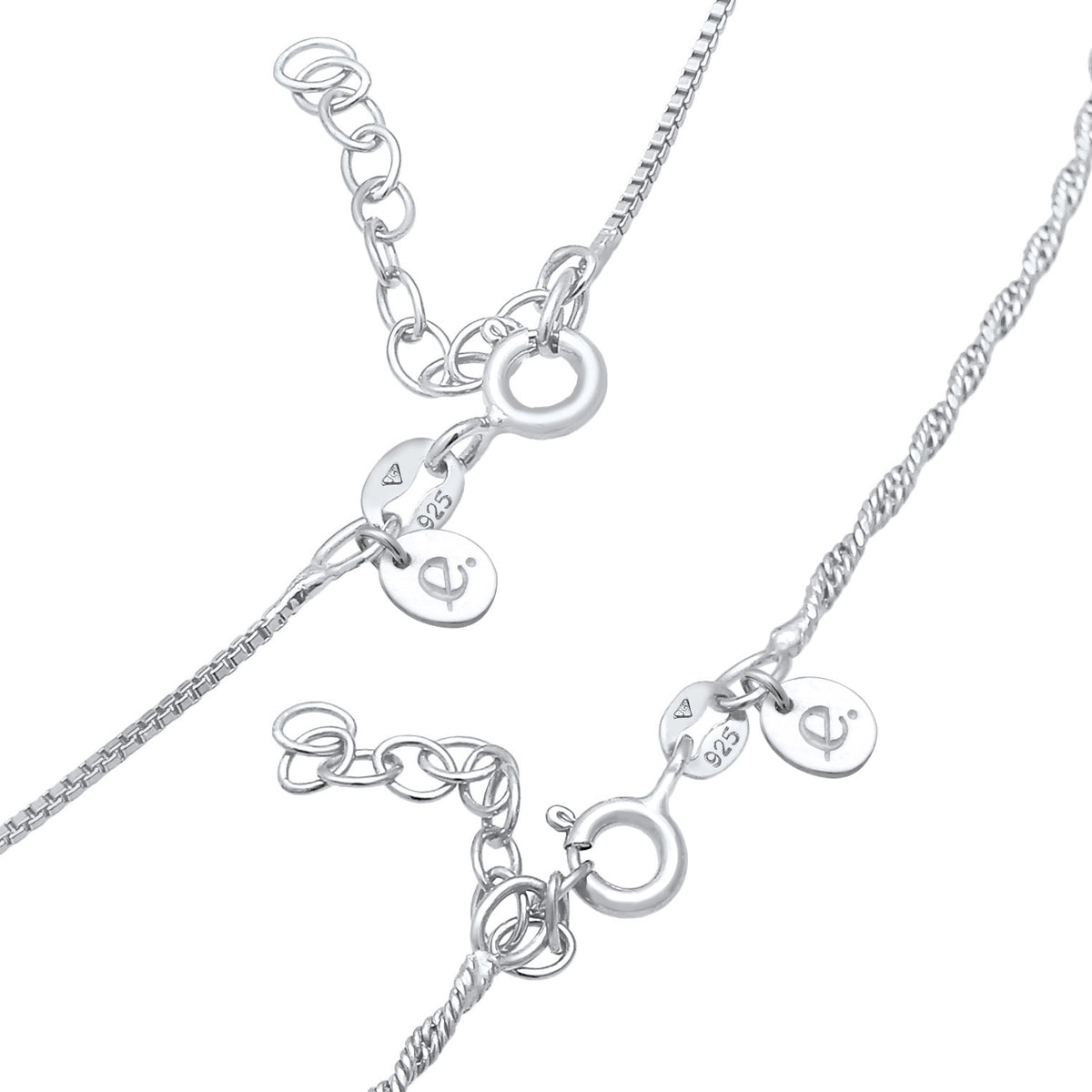 Silber - Elli PREMIUM | Kordel-Halskettenset | 925er Sterling Silber