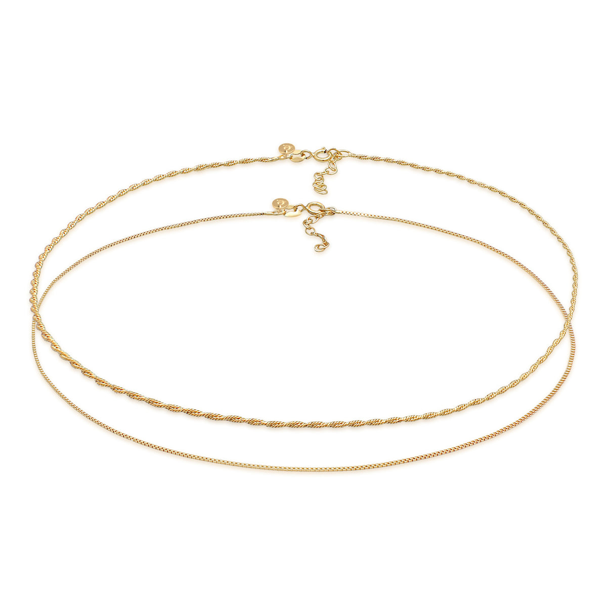Gold - Elli PREMIUM | Kordel-Halskettenset | 925 Sterling Silber vergoldet