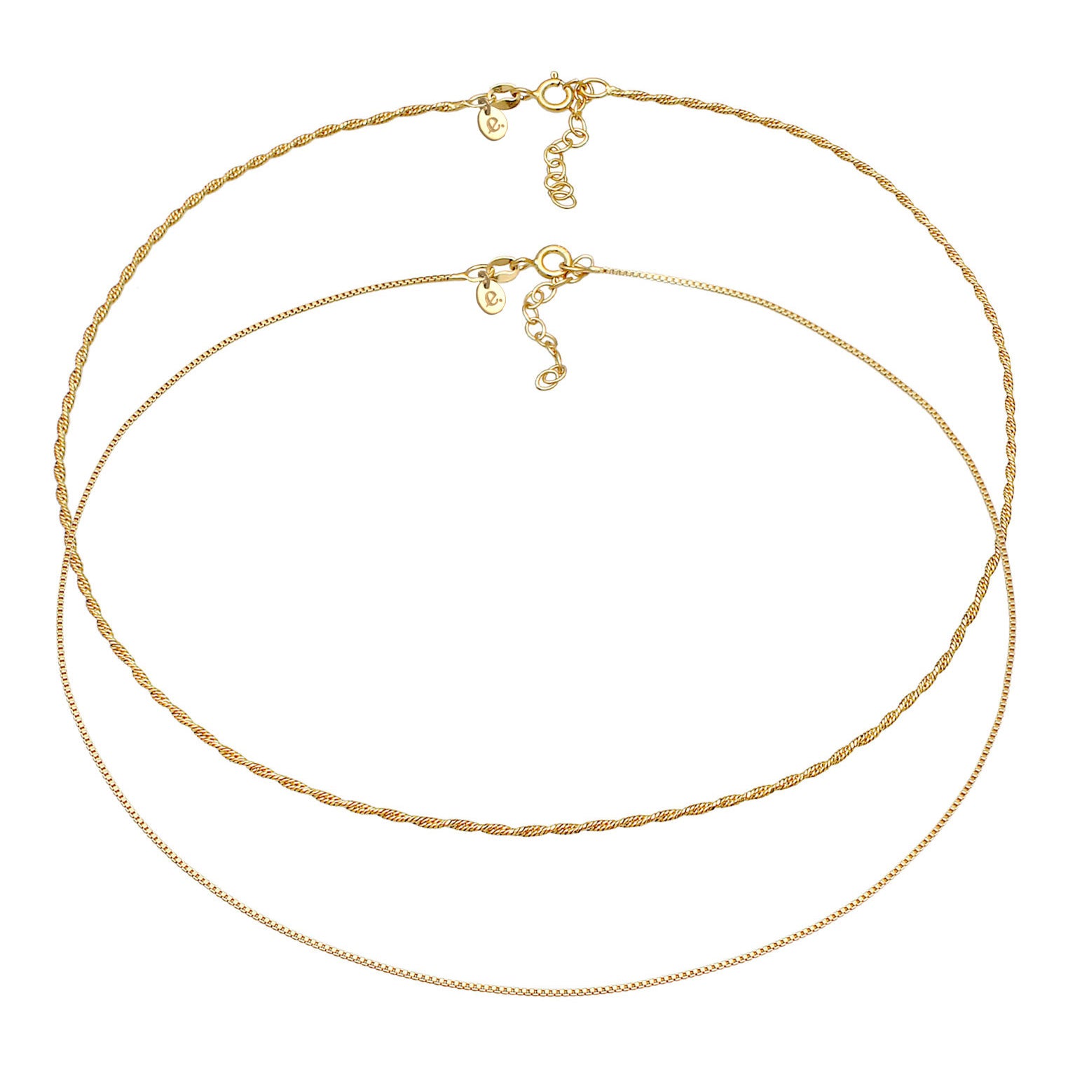 Gold - Elli PREMIUM | Kordel-Halskettenset | 925 Sterling Silber vergoldet