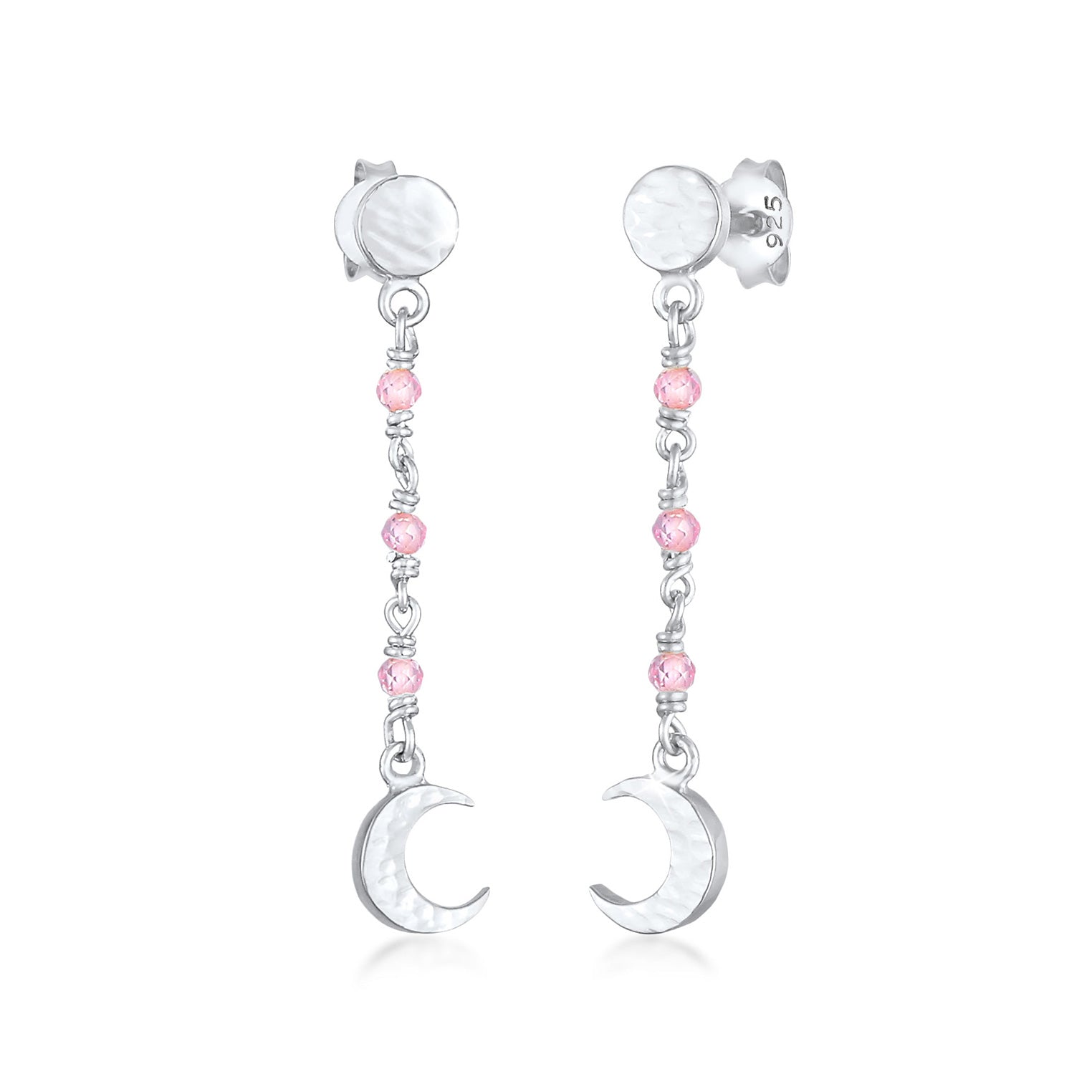 Silber - Elli | Ohrhänger Astro | Quarz ( Rosa ) | 925er Sterling Silber