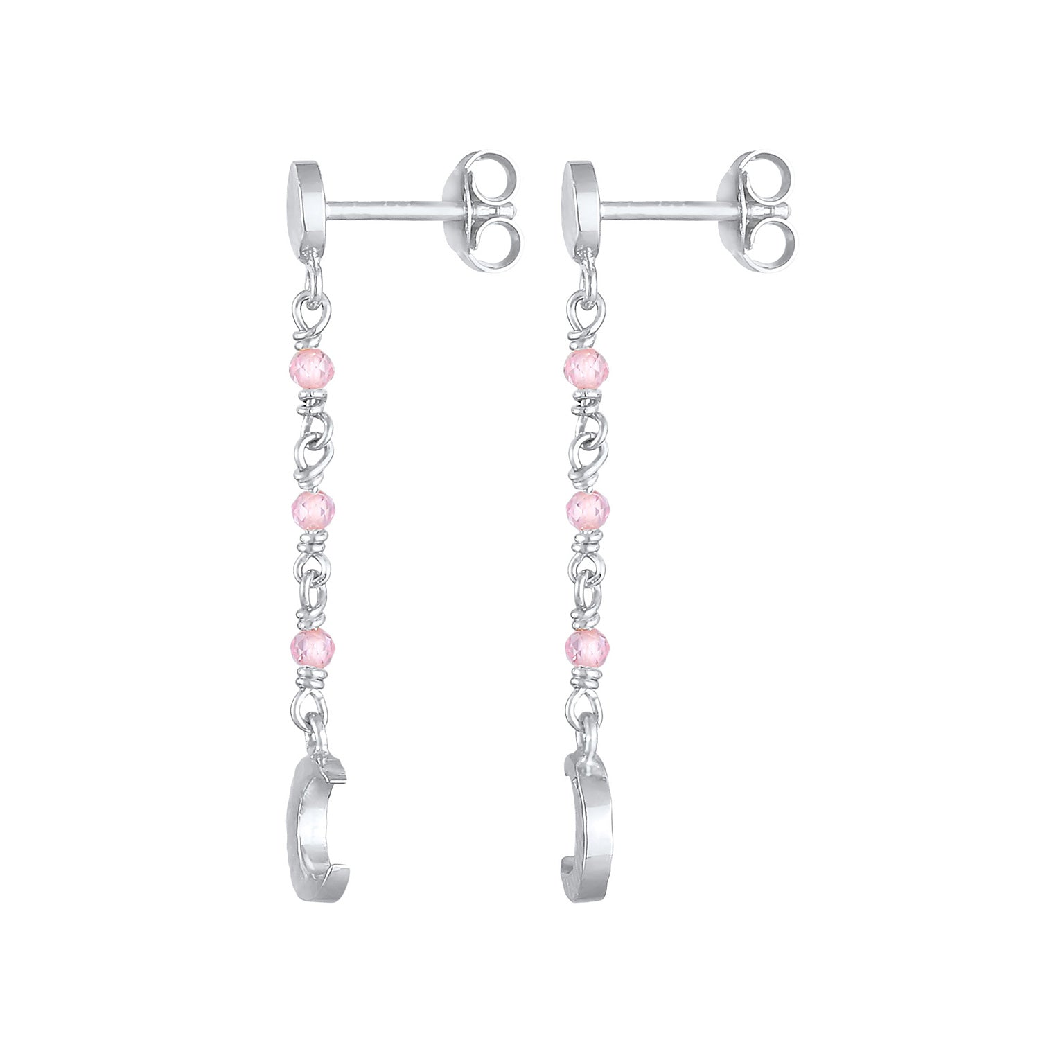 Silber - Elli | Ohrhänger Astro | Quarz ( Rosa ) | 925er Sterling Silber