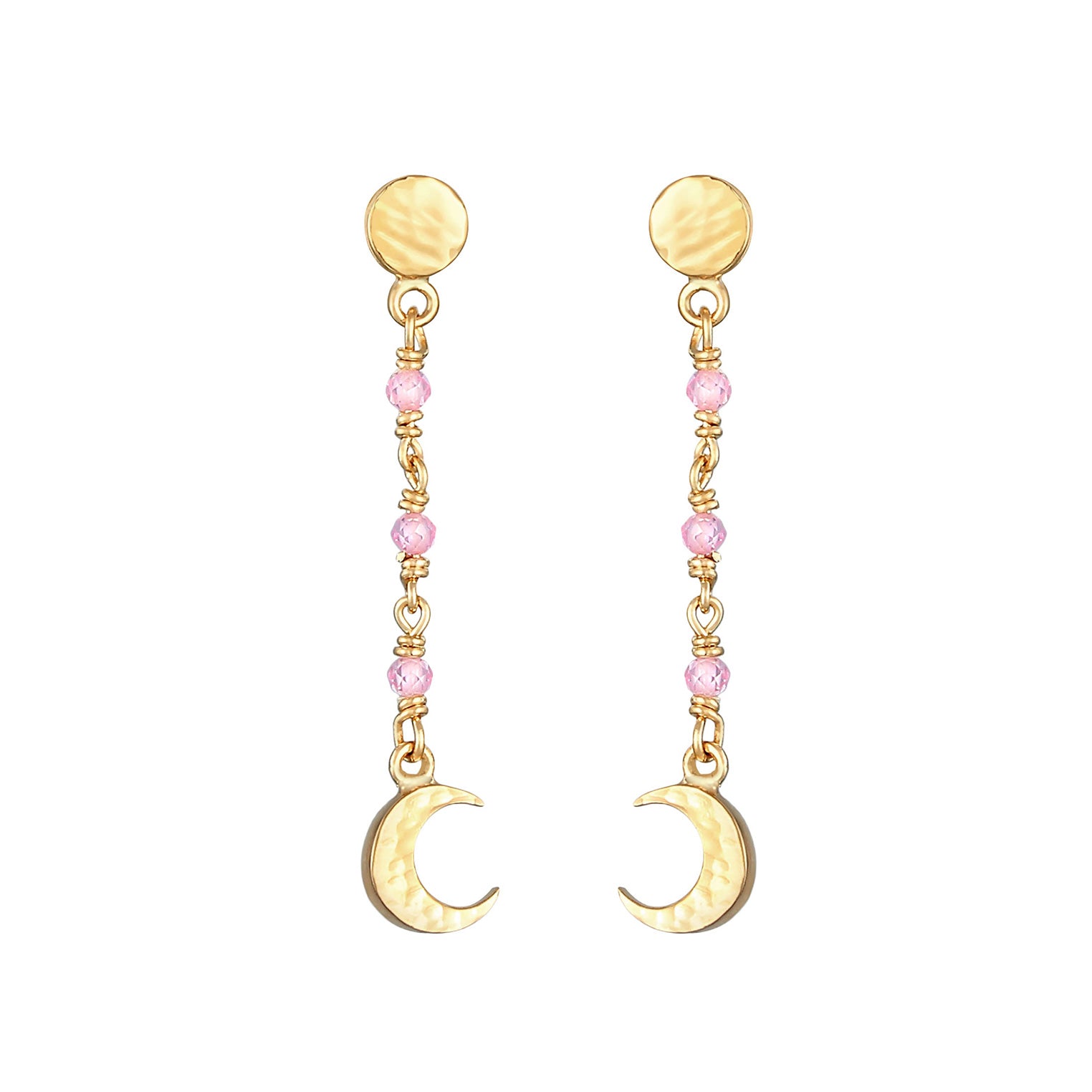 Gold - Elli | Ohrhänger Astro | Quarz ( Rosa ) | 925 Sterling Silber vergoldet