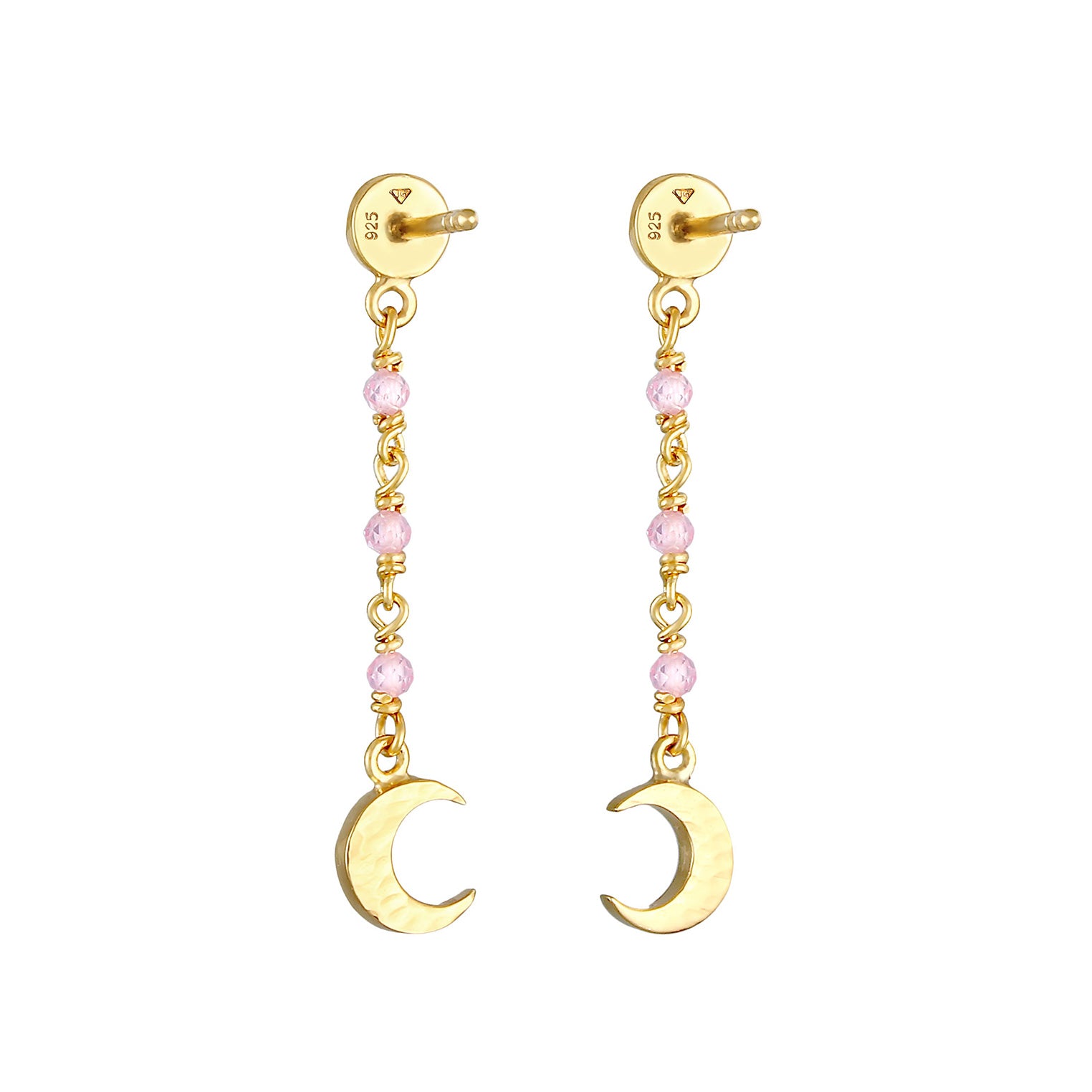 Gold - Elli | Ohrhänger Astro | Quarz ( Rosa ) | 925 Sterling Silber vergoldet