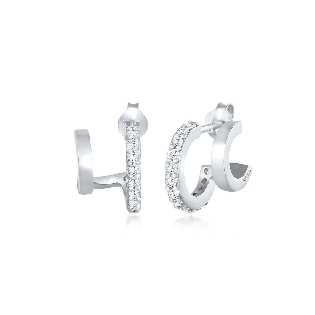 Silber - Elli | Creolen | Zirkonia ( Weiß ) | 925er Sterling Silber