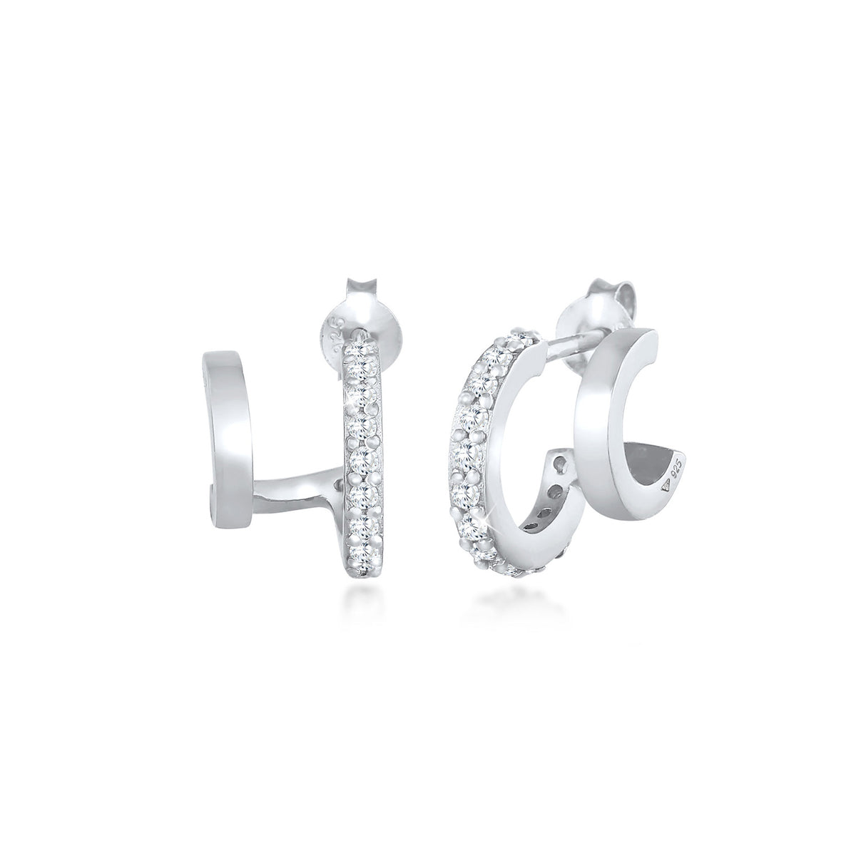Silber - Elli | Creolen | Zirkonia ( Weiß ) | 925er Sterling Silber