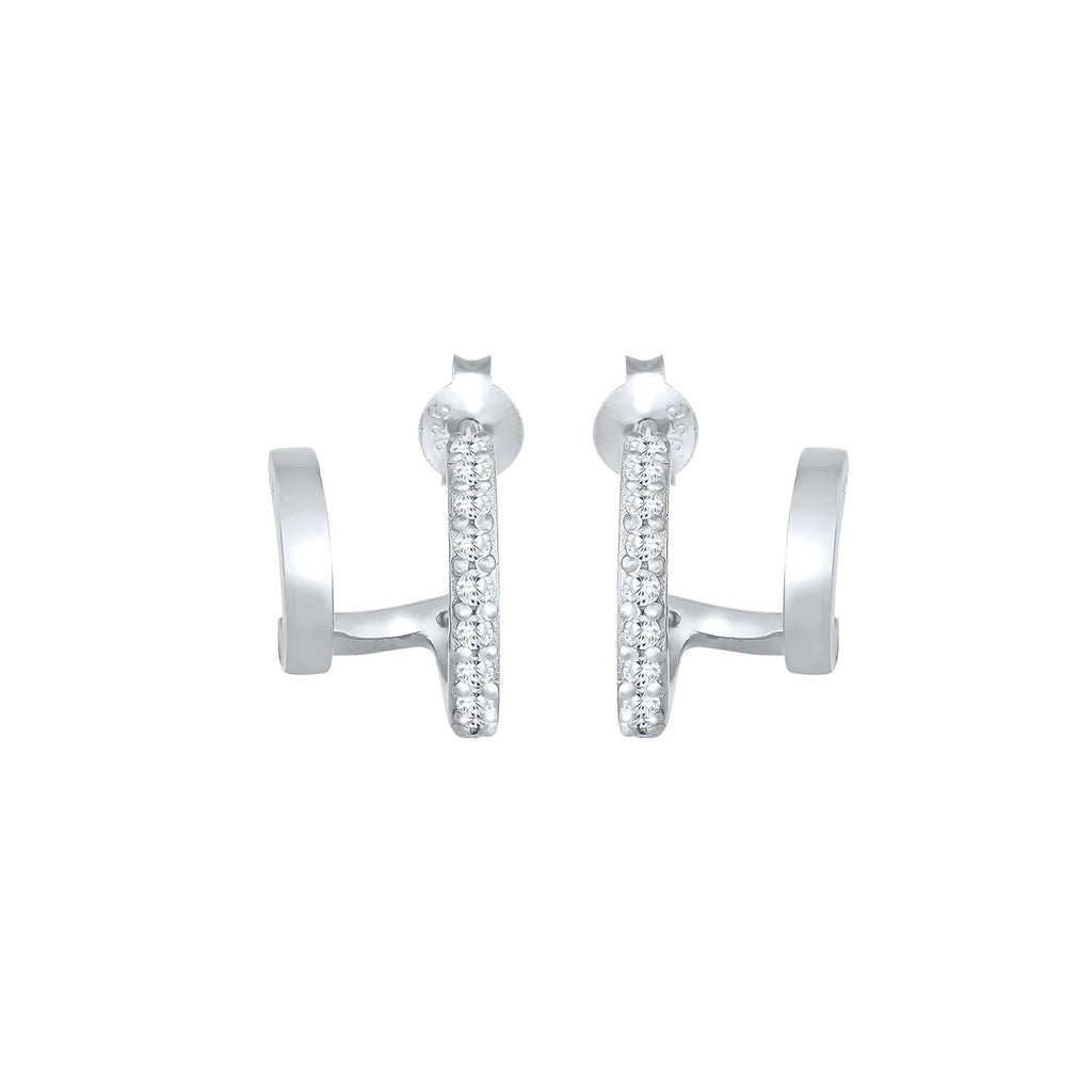 Silber - Elli | Creolen | Zirkonia ( Weiß ) | 925er Sterling Silber