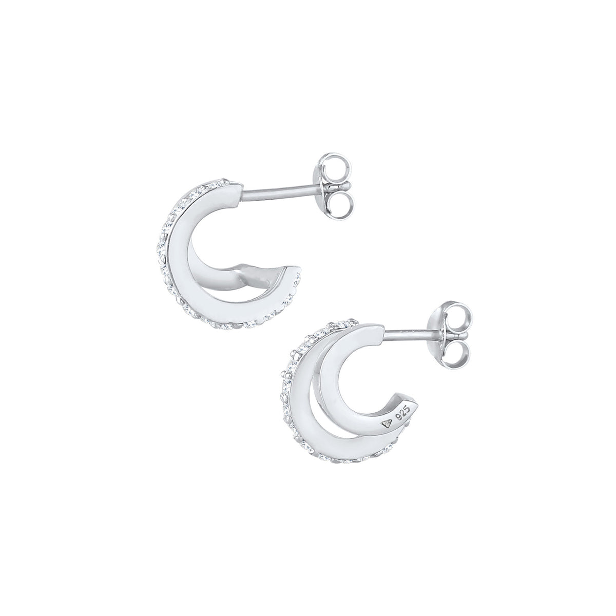 Silber - Elli | Creolen | Zirkonia ( Weiß ) | 925er Sterling Silber