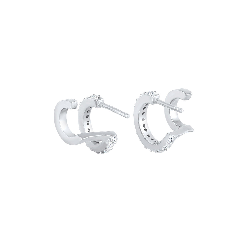 Silber - Elli | Creolen | Zirkonia ( Weiß ) | 925er Sterling Silber
