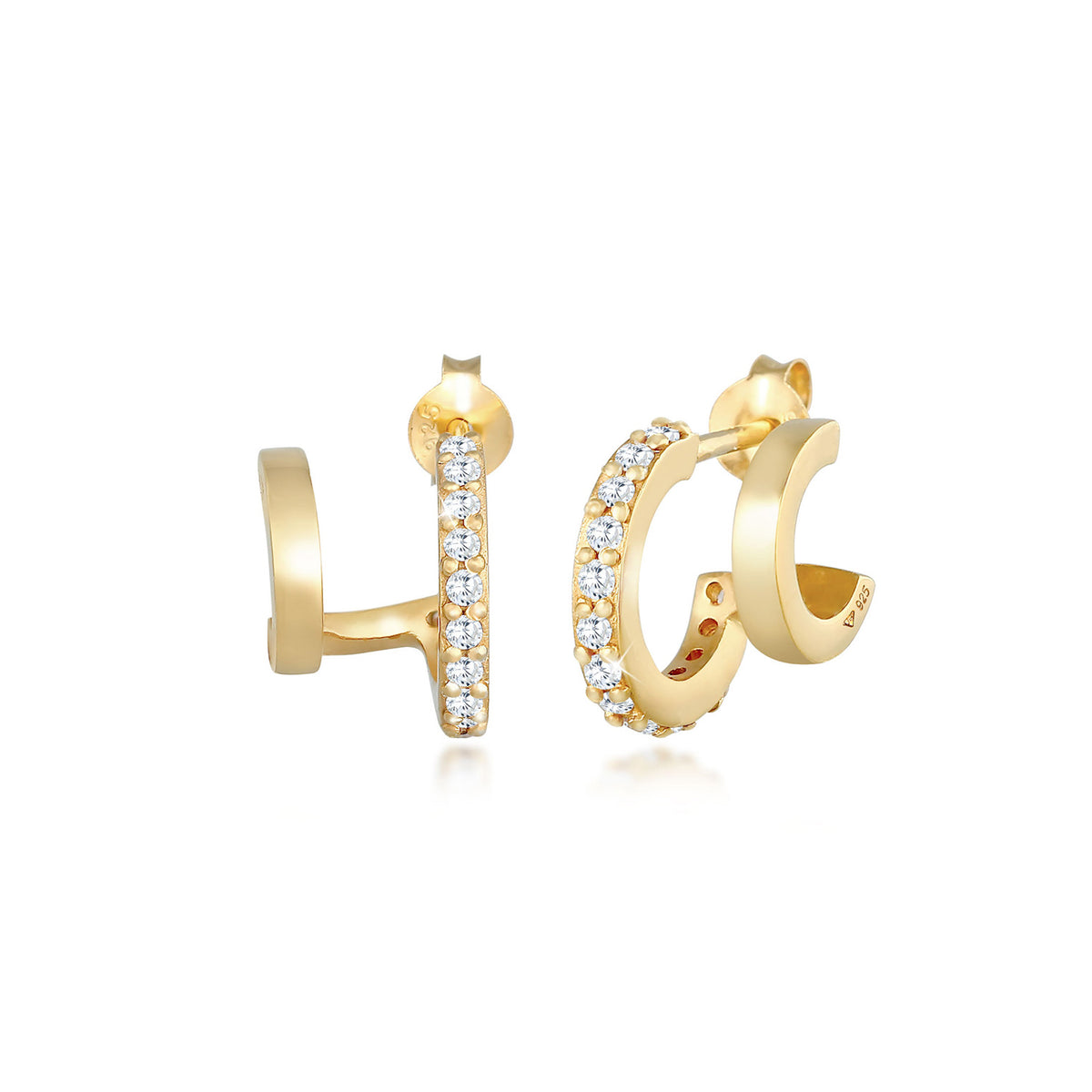 Gold - Elli | Creolen | Zirkonia ( Weiß ) | 925 Sterling Silber vergoldet