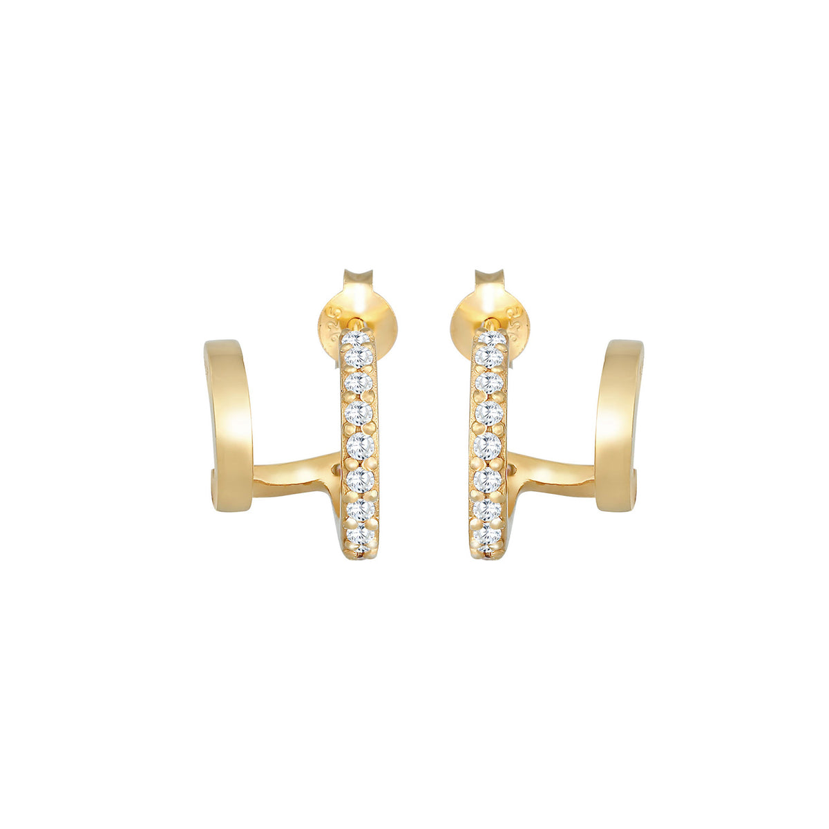 Gold - Elli | Creolen | Zirkonia ( Weiß ) | 925 Sterling Silber vergoldet