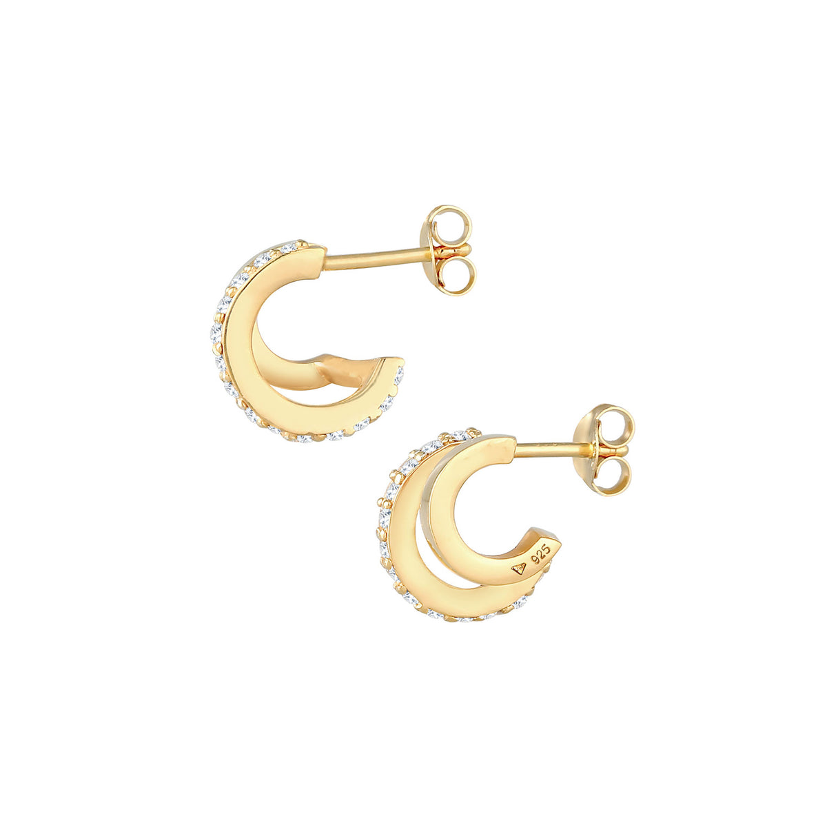 Gold - Elli | Creolen | Zirkonia ( Weiß ) | 925 Sterling Silber vergoldet