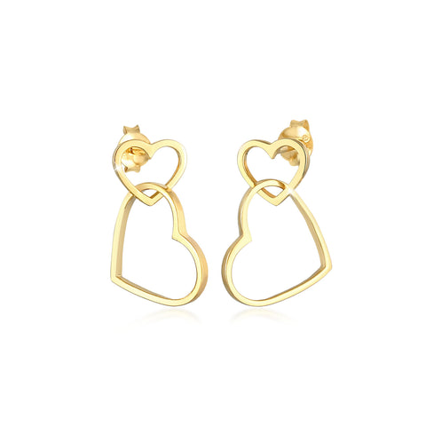 Gold - Elli | Ohrstecker Herz | 925 Sterling Silber vergoldet