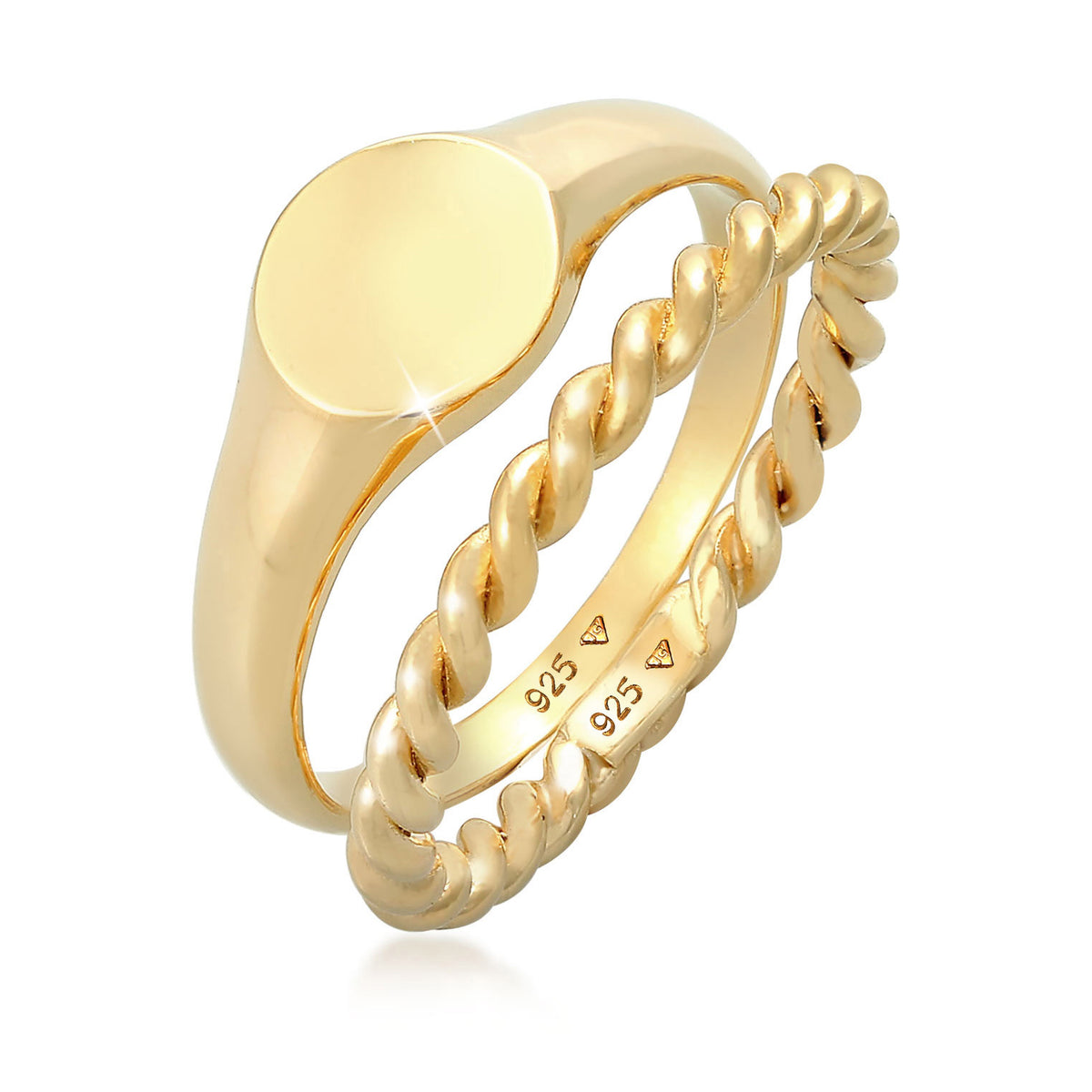 Gold - Elli | Siegelring Set | 925 Sterling Silber vergoldet