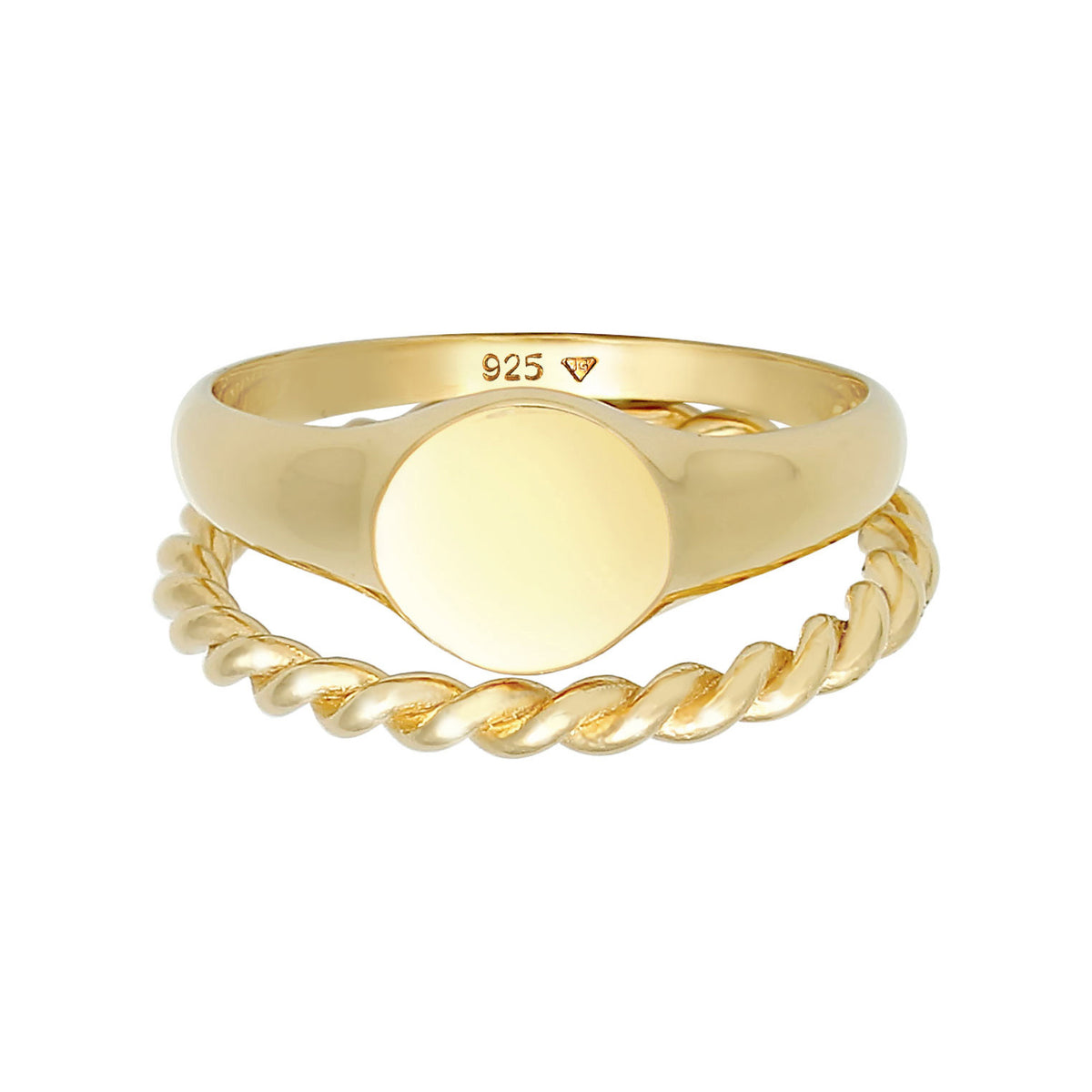 Gold - Elli | Siegelring Set | 925 Sterling Silber vergoldet