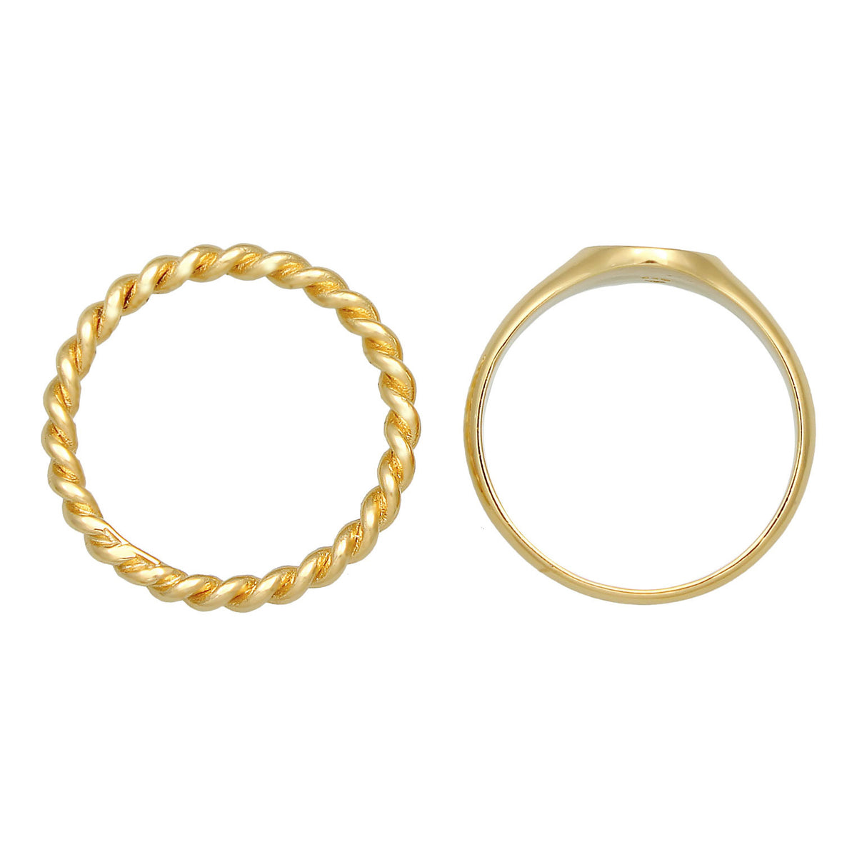 Gold - Elli | Siegelring Set | 925 Sterling Silber vergoldet