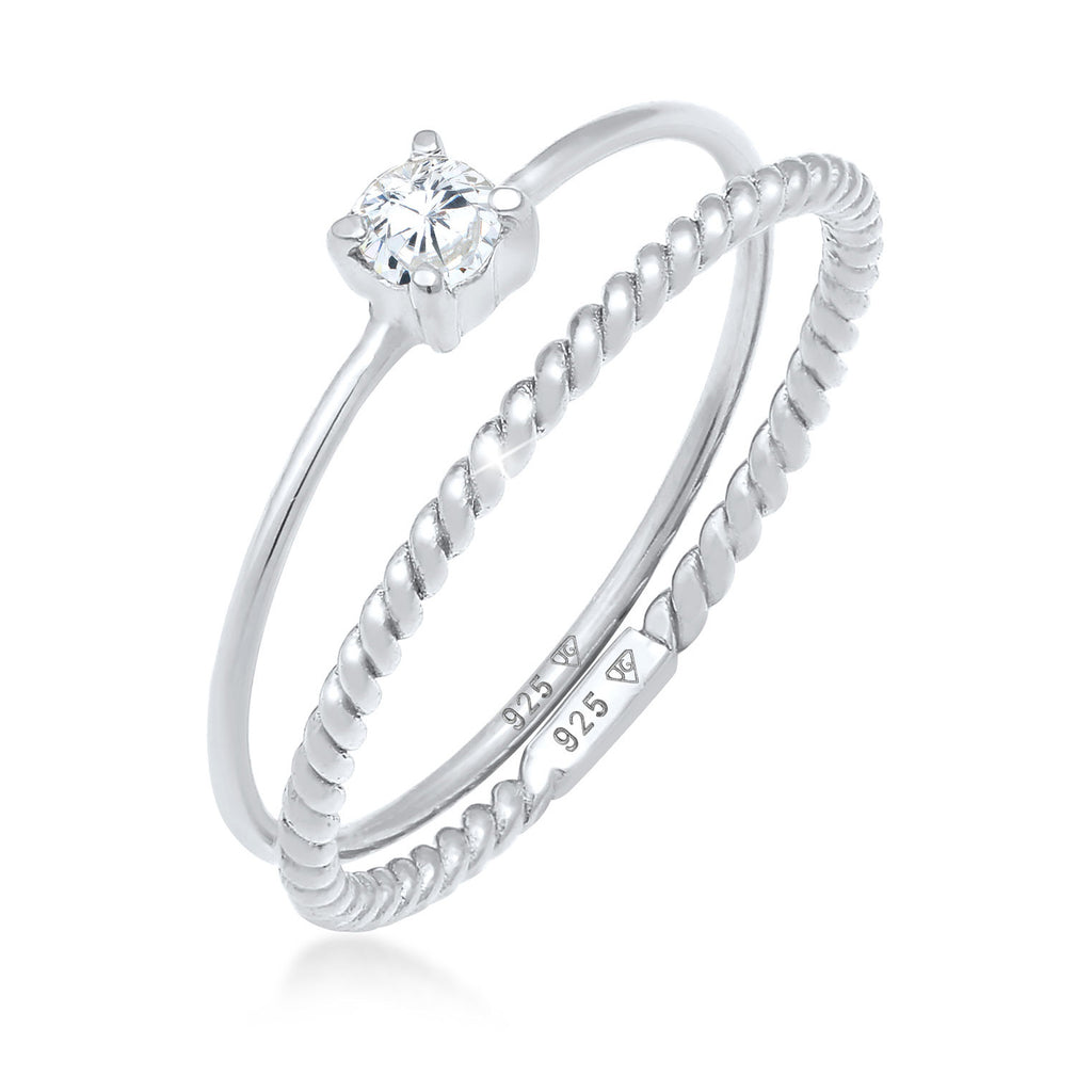 Silber - Elli | Solitär-Ring | Zirkonia ( Weiß ) | 925er Sterling Silber