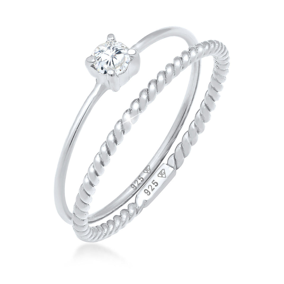 Silber - Elli | Solitär-Ring | Zirkonia ( Weiß ) | 925er Sterling Silber