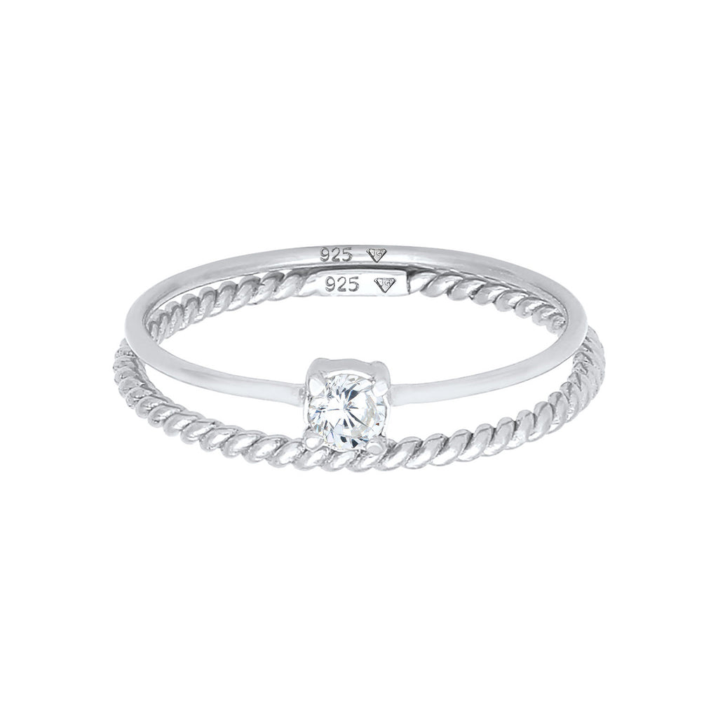 Silber - Elli | Solitär-Ring | Zirkonia ( Weiß ) | 925er Sterling Silber