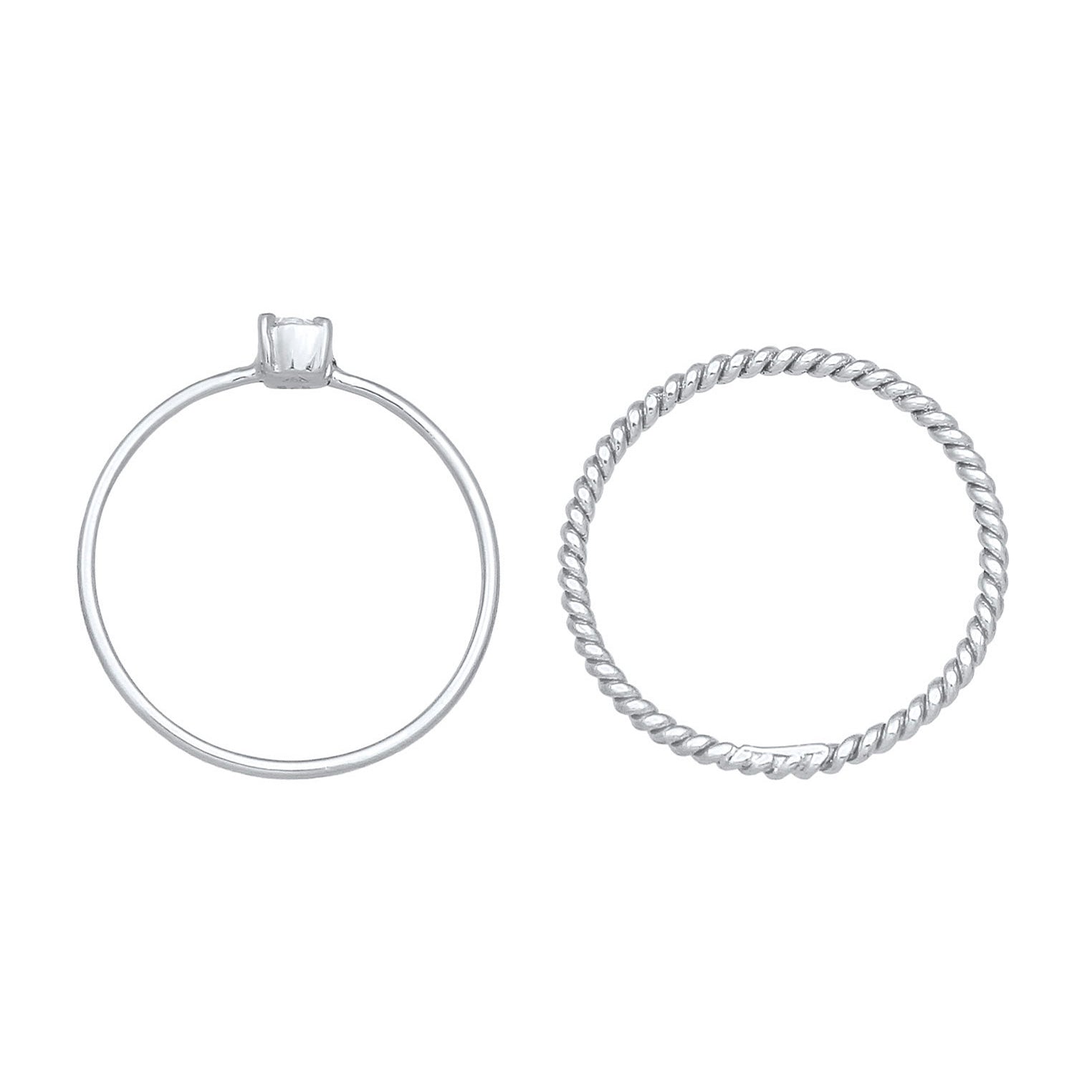 Silber - Elli | Solitär-Ring | Zirkonia ( Weiß ) | 925er Sterling Silber