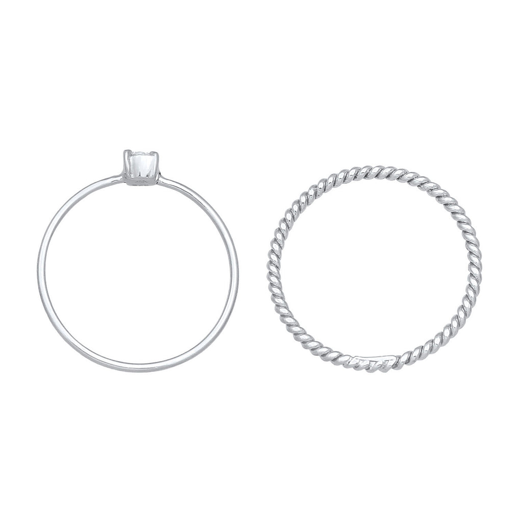 Silber - Elli | Solitär-Ring | Zirkonia ( Weiß ) | 925er Sterling Silber
