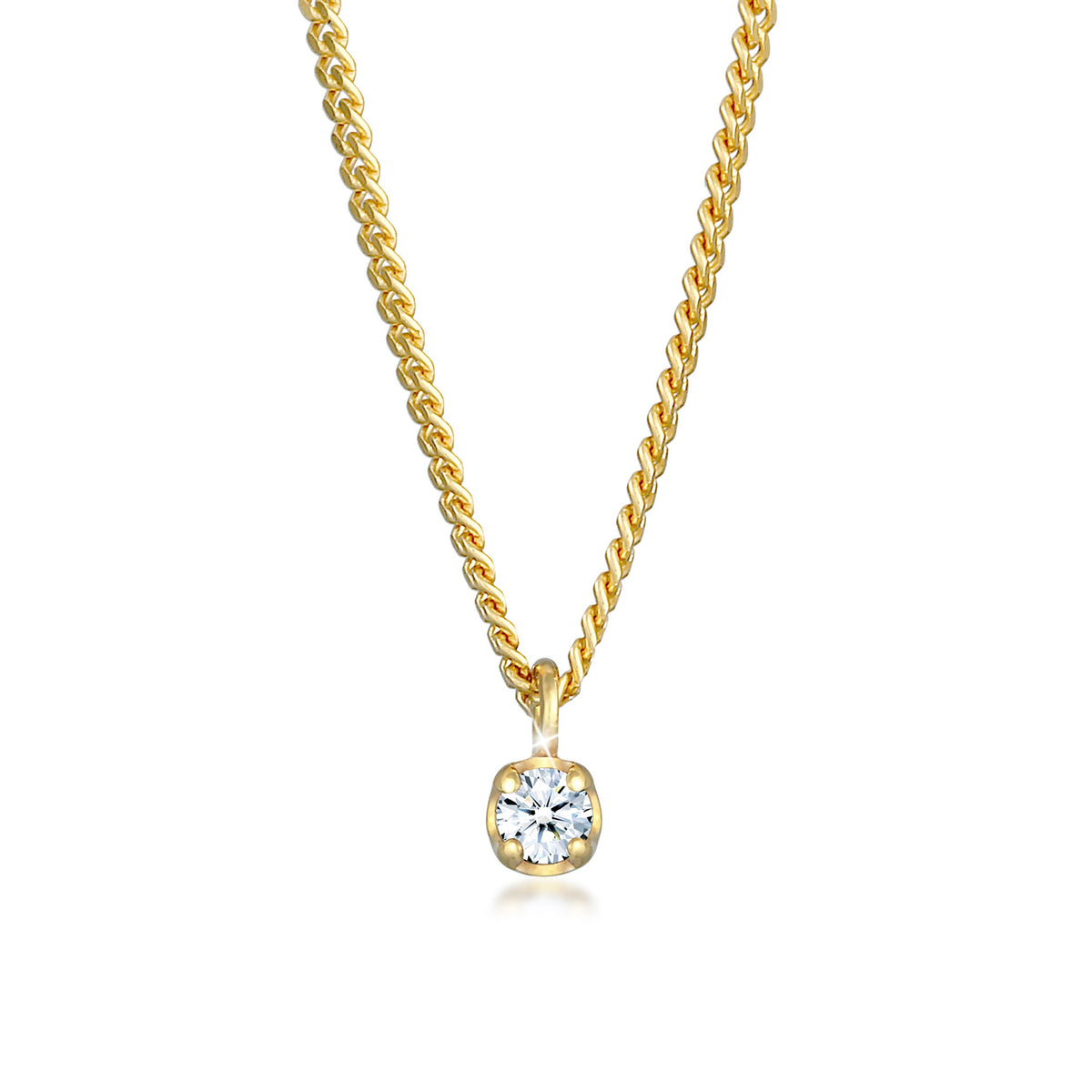 Gold - Elli DIAMONDS | Halskette | Diamant (Weiß, 0,03 ct) | 375 Gelbgold