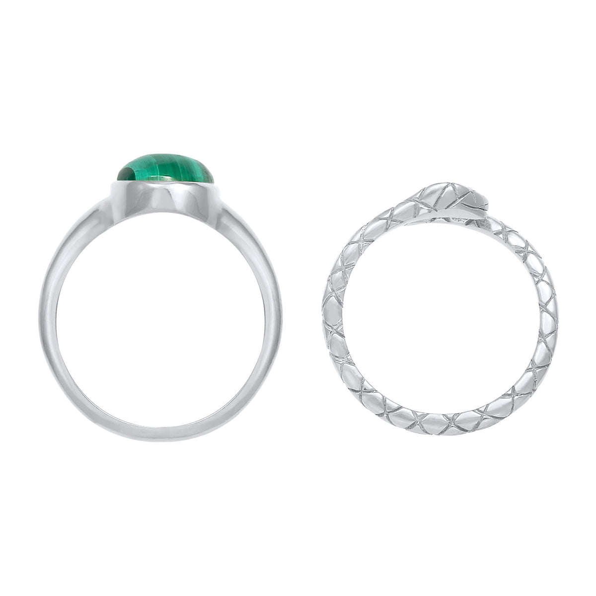 Silber - Elli PREMIUM | Ringset | Malachit ( Grün ) | 925er Sterling Silber