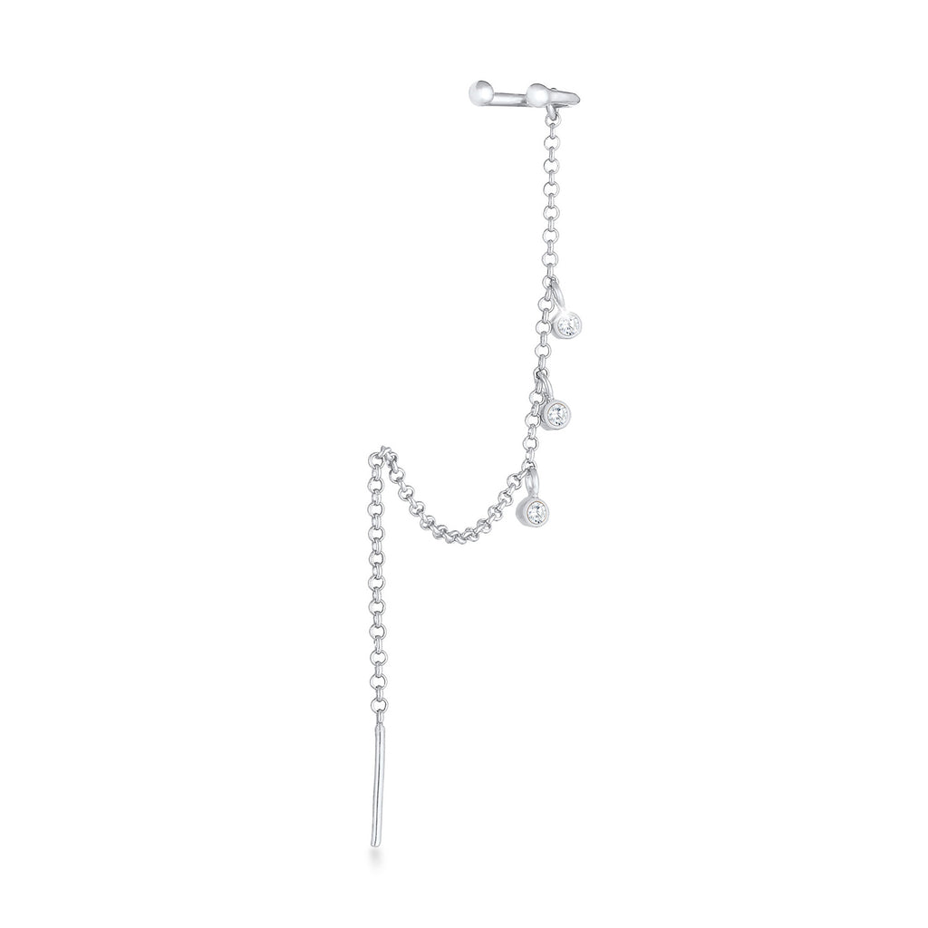 Silber - Elli | Earcuff | Zirkonia ( Weiß ) | 925er Sterling Silber