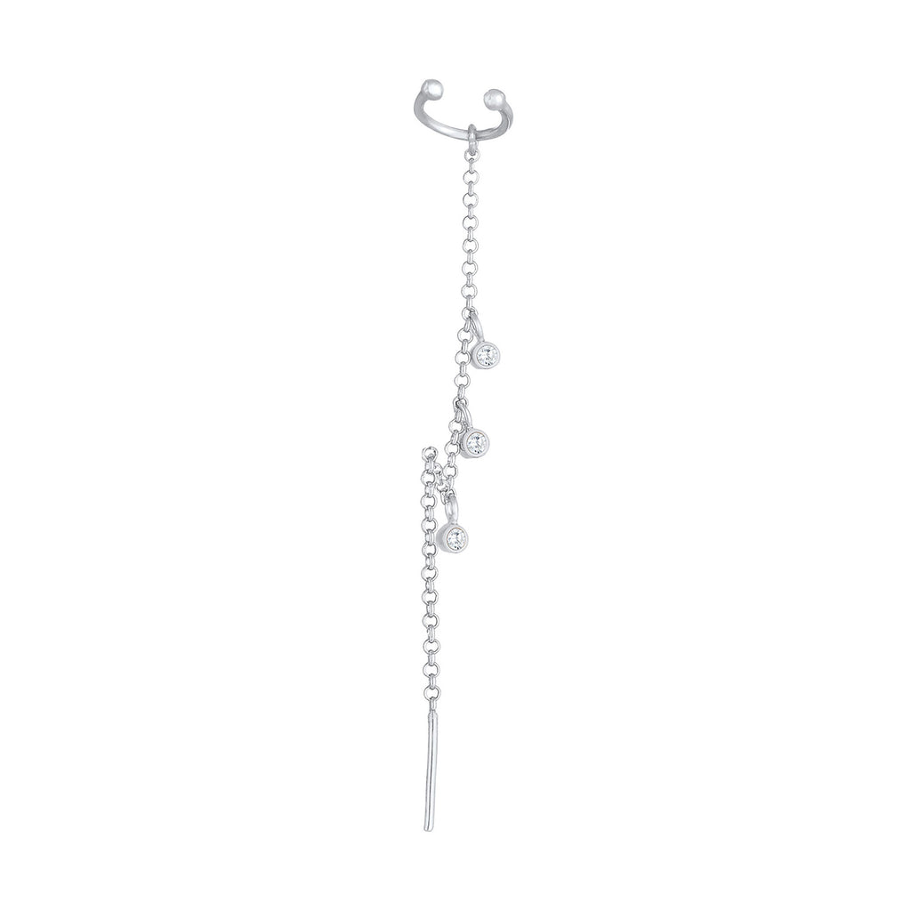 Silber - Elli | Earcuff | Zirkonia ( Weiß ) | 925er Sterling Silber