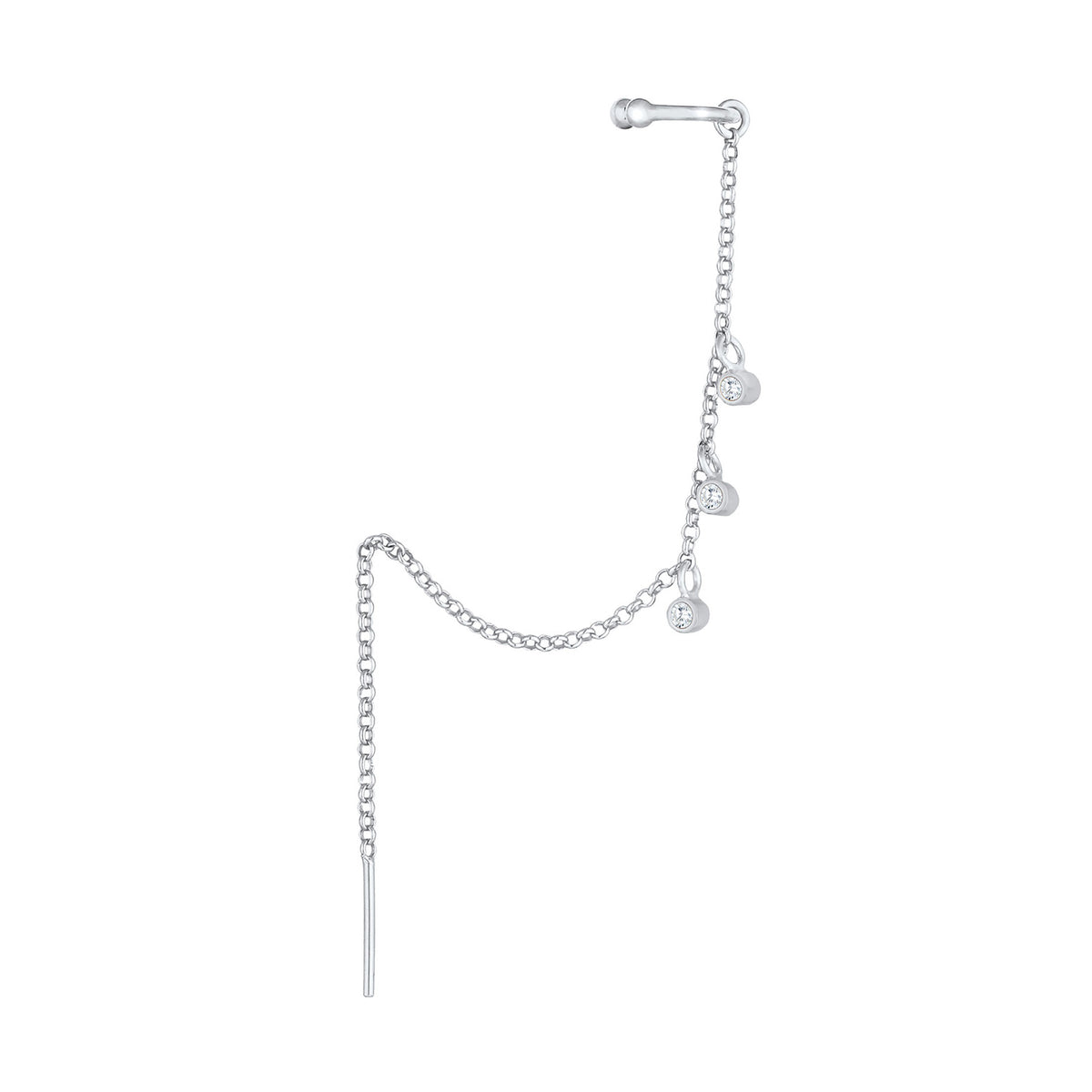 Silber - Elli | Earcuff | Zirkonia ( Weiß ) | 925er Sterling Silber
