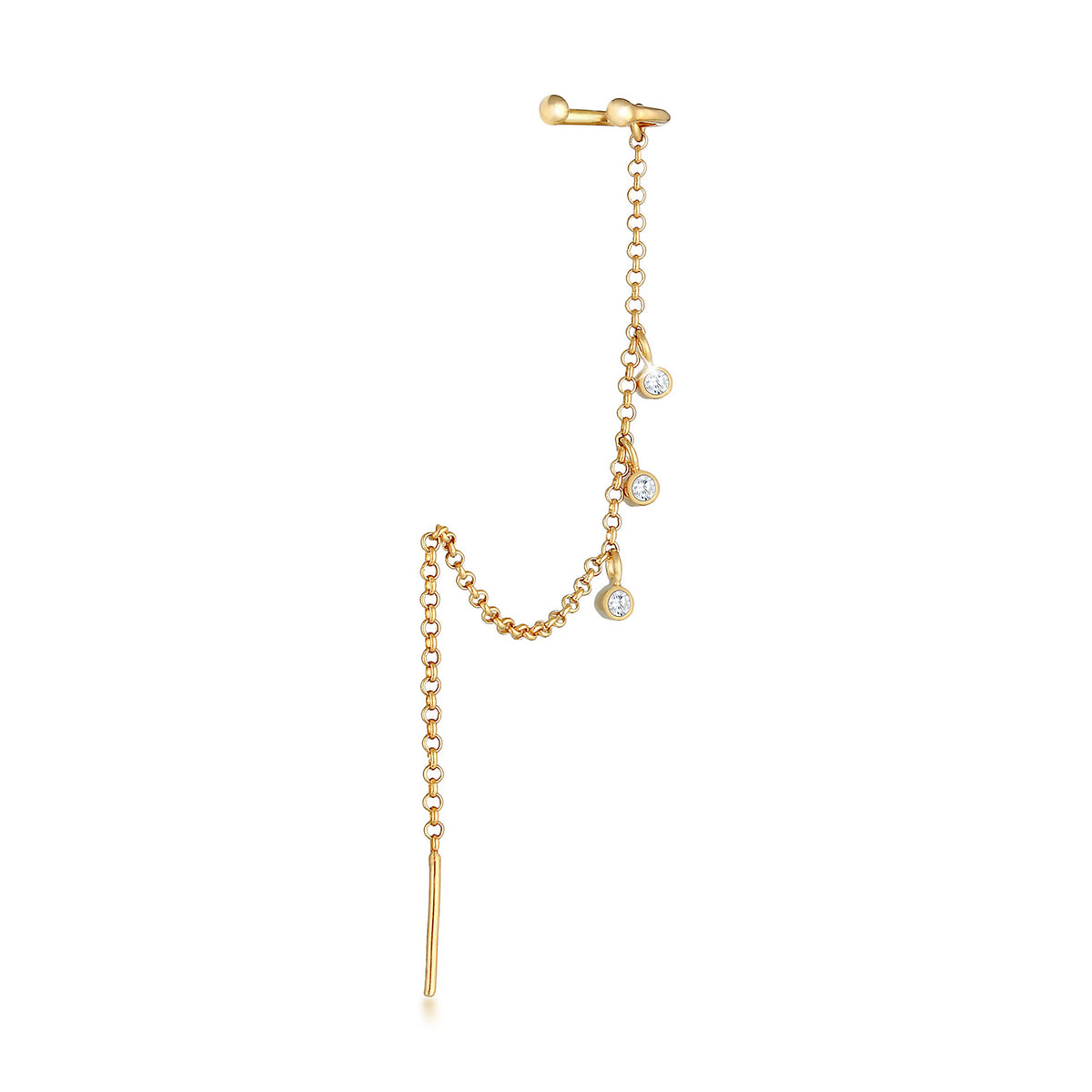 Gold - Elli | Earcuff | Zirkonia ( Weiß ) | 925 Sterling Silber vergoldet